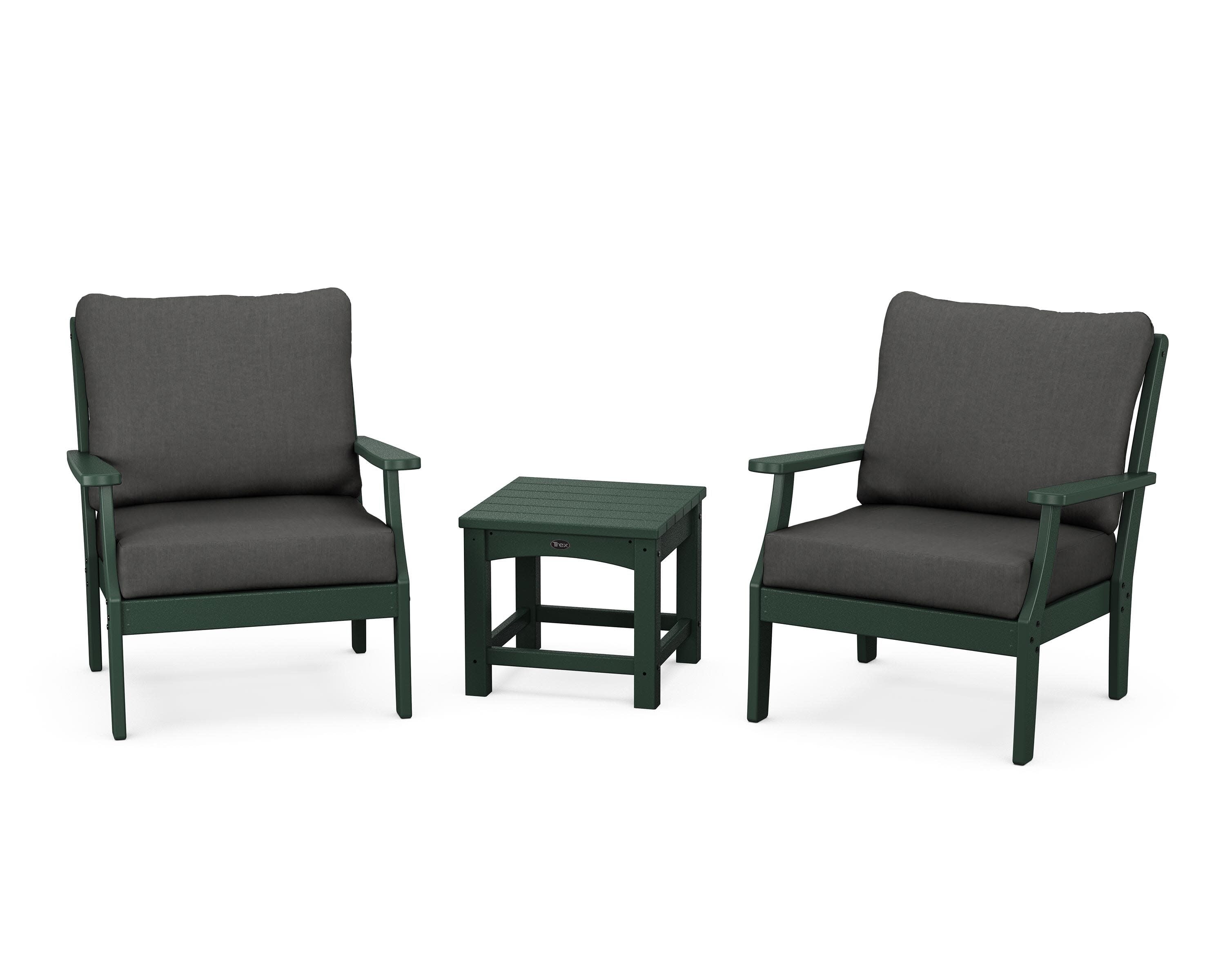 Yacht Club 3-Piece Deep Seating Set in Rainforest Canopy / Spectrum Carbon