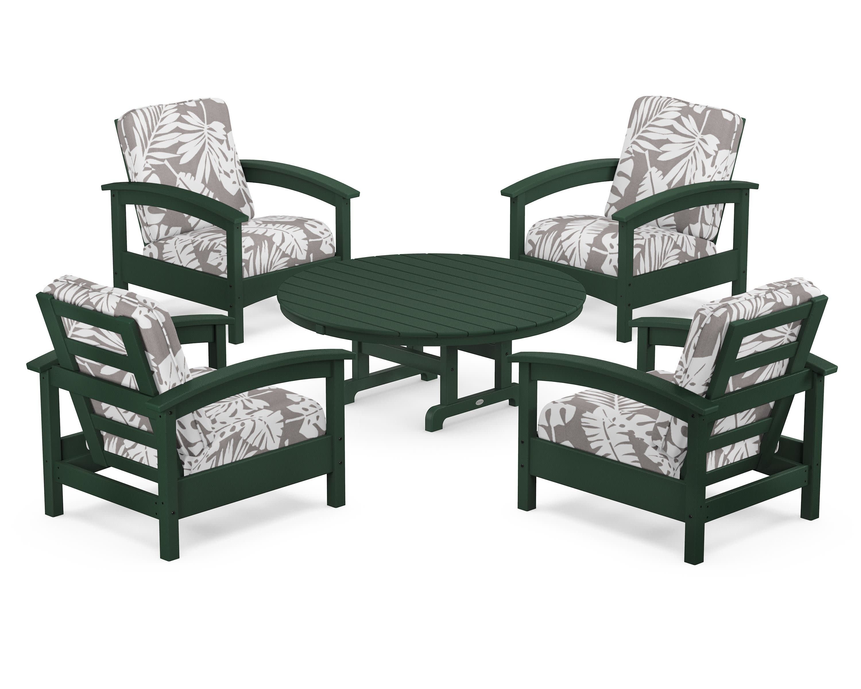 Rockport 5-Piece Deep Seating Set in Rainforest Canopy / Leaf Grey Mist