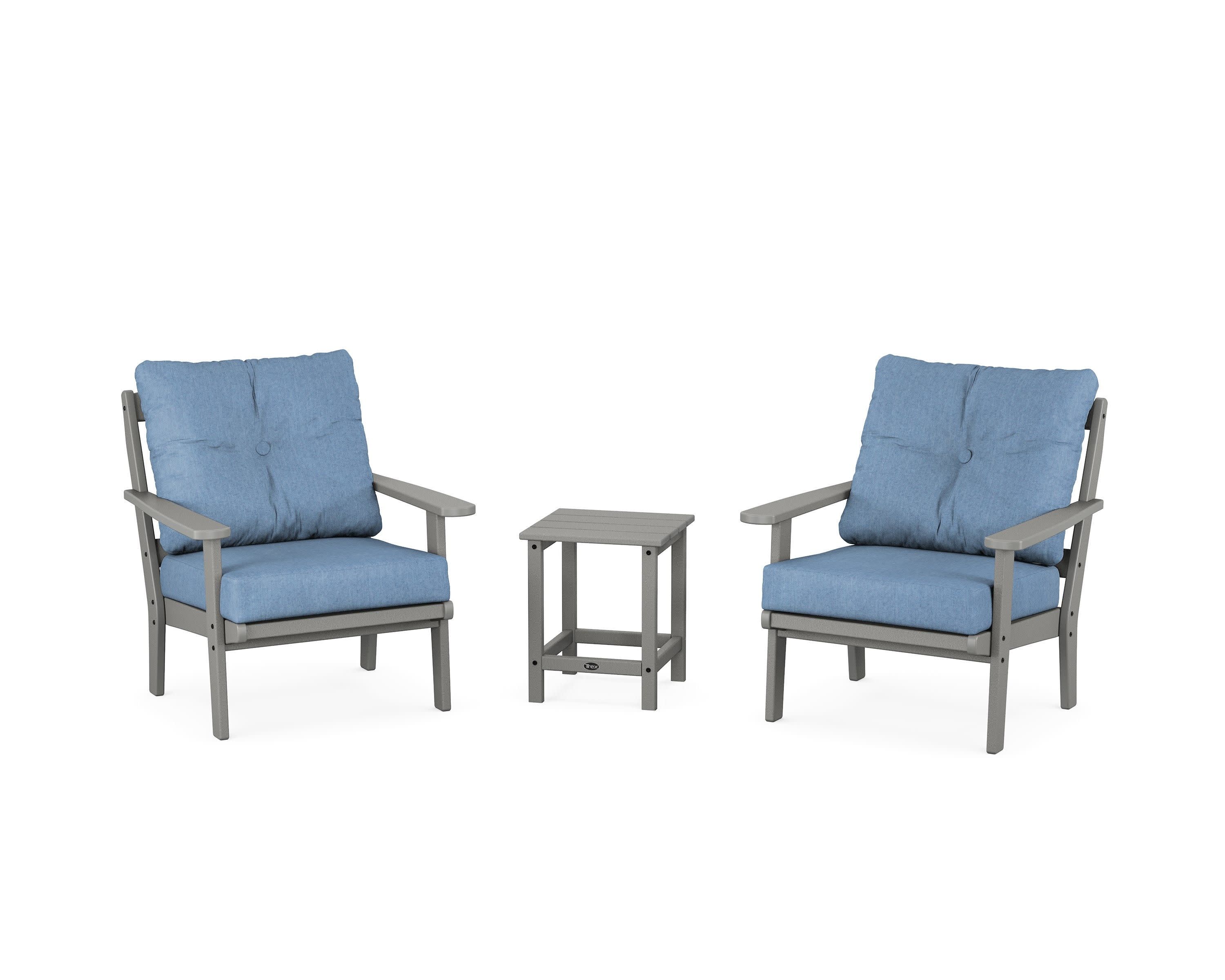 Cape Cod 3-Piece Deep Seating Set in Stepping Stone / Sky Blue