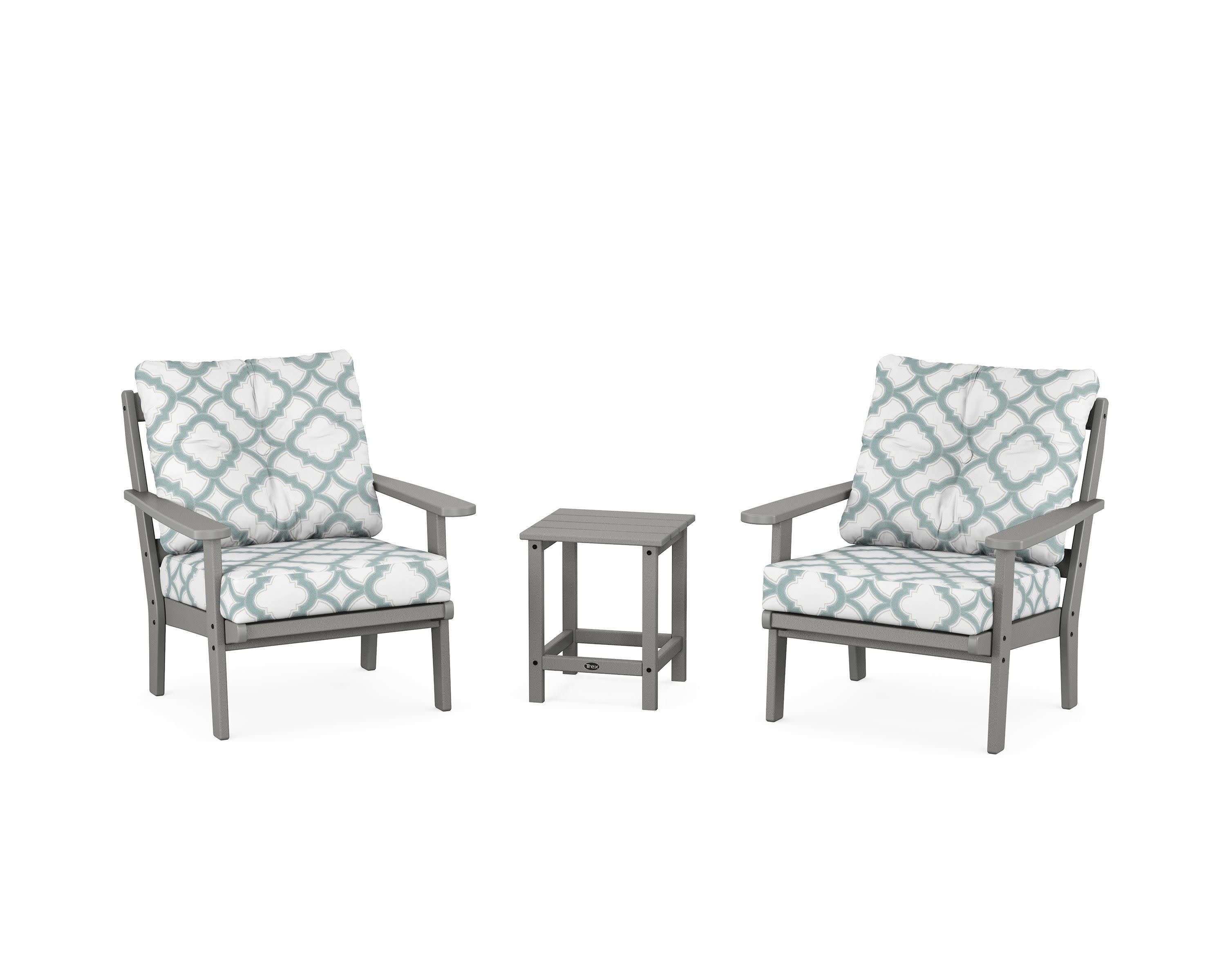 Cape Cod 3-Piece Deep Seating Set in Stepping Stone / Trellis Glacier Spa