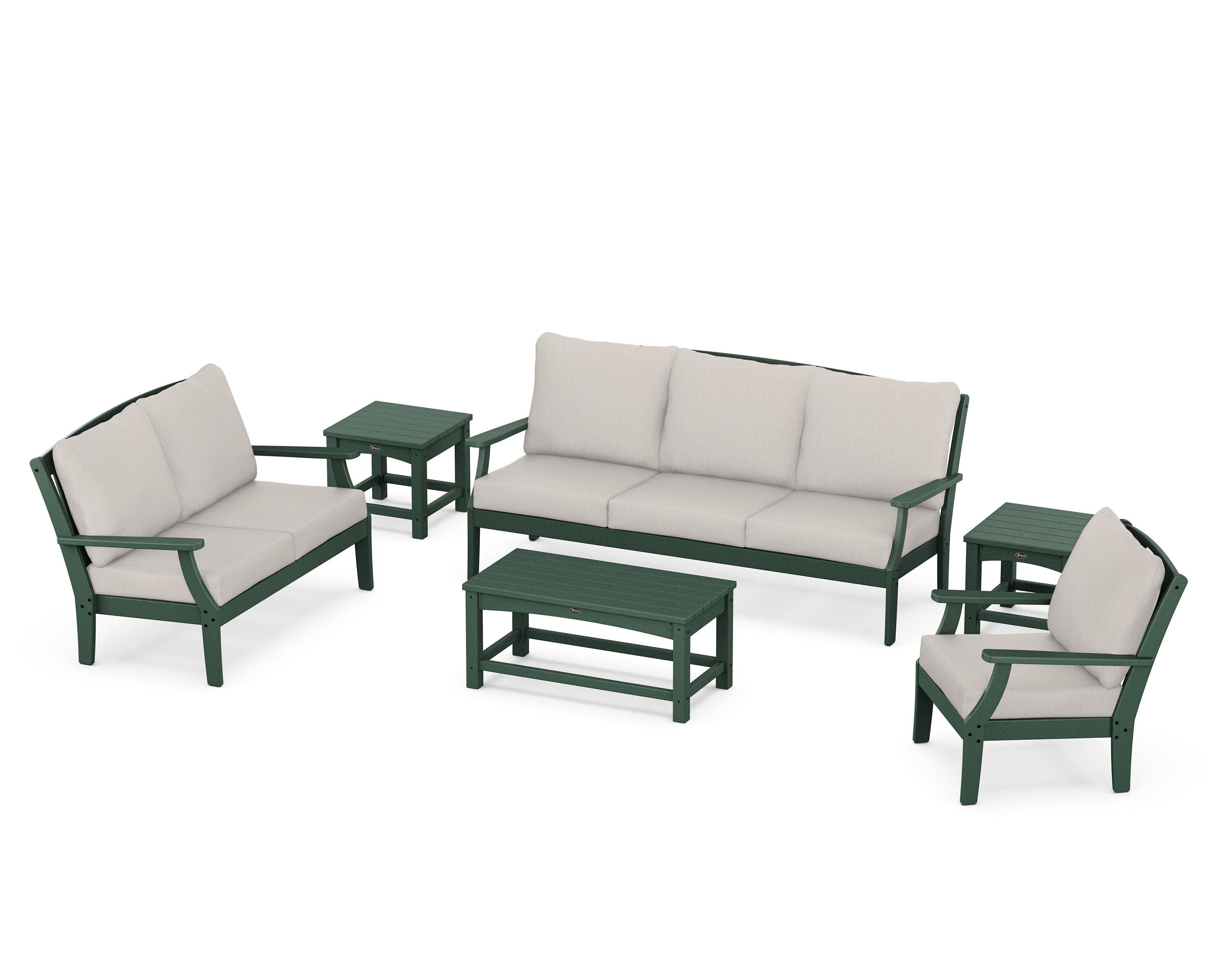Yacht Club 6-Piece Deep Seating Set in Rainforest Canopy / Cast Ash