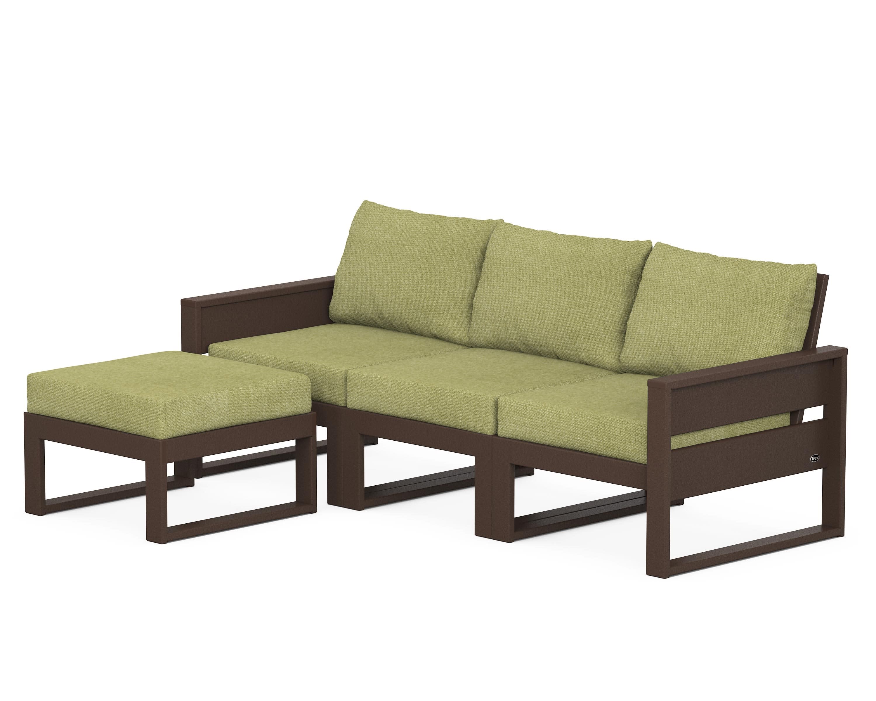 Eastport 4- Piece Sectional with Ottoman in Vintage Lantern / Chartreuse Boucle