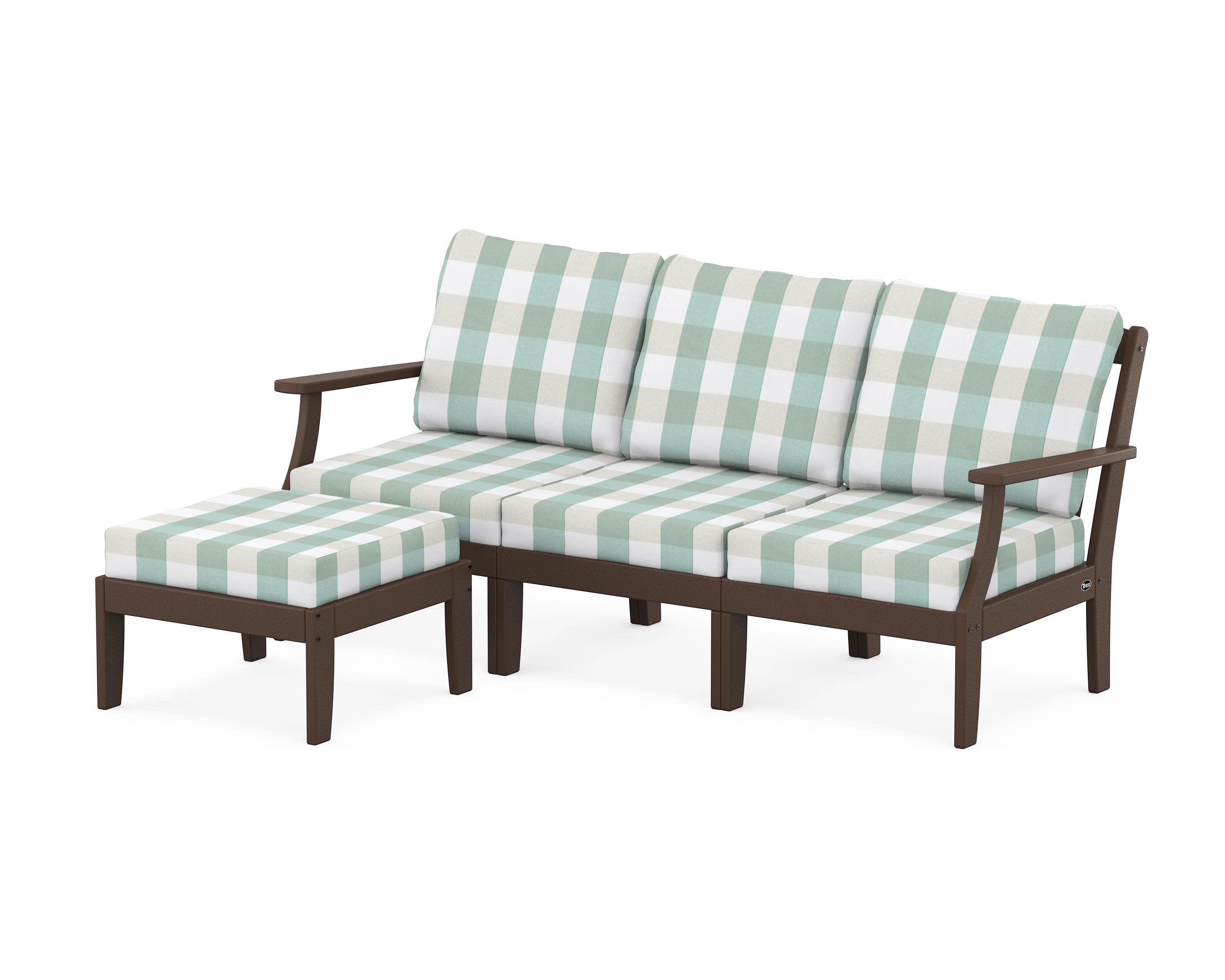 Yacht Club Modular 4-Piece Deep Seating Set with Ottoman in Vintage Lantern / Buffalo Plaid Glacier Spa