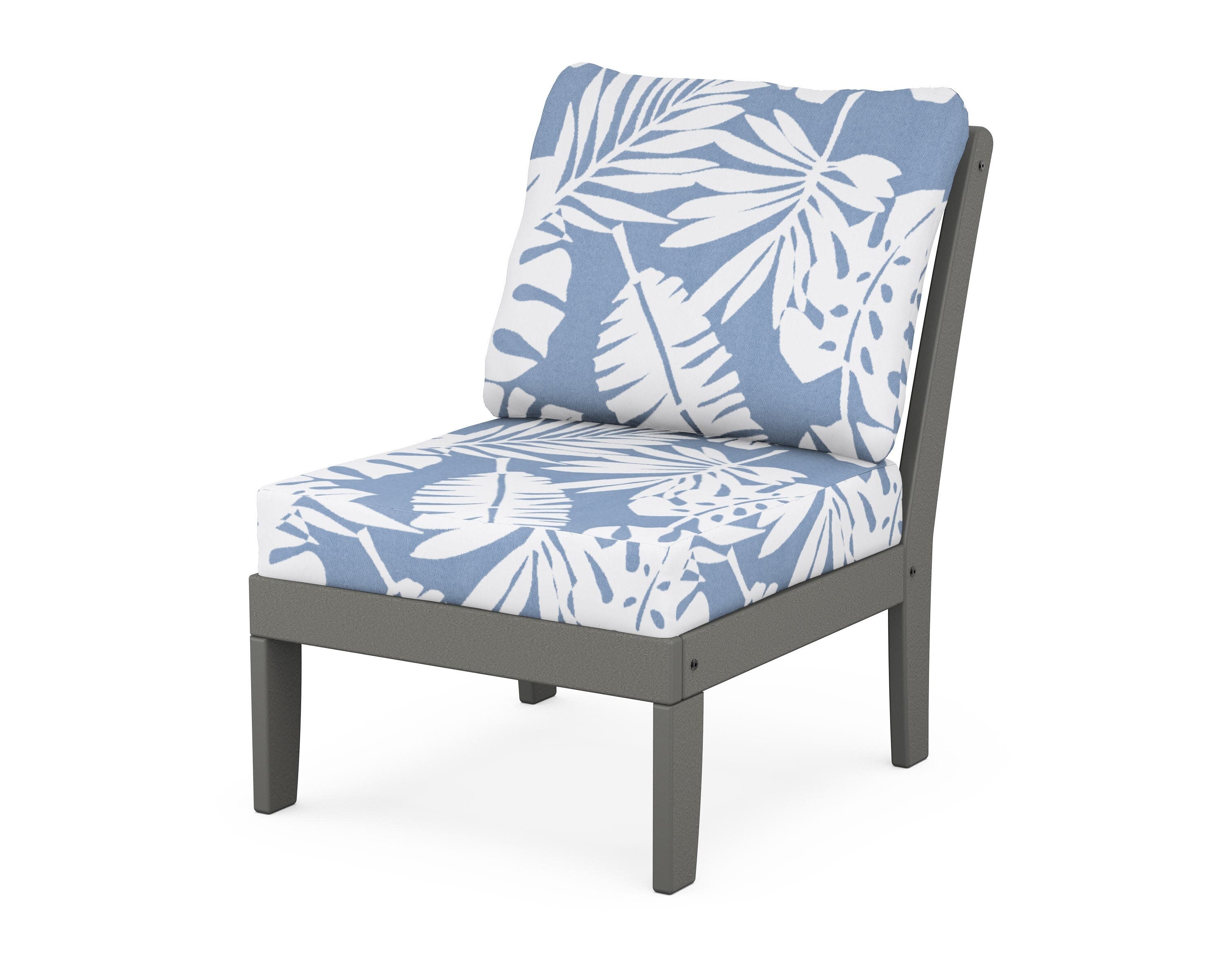 Yacht Club Modular Armless Chair in Stepping Stone / Leaf Sky Blue