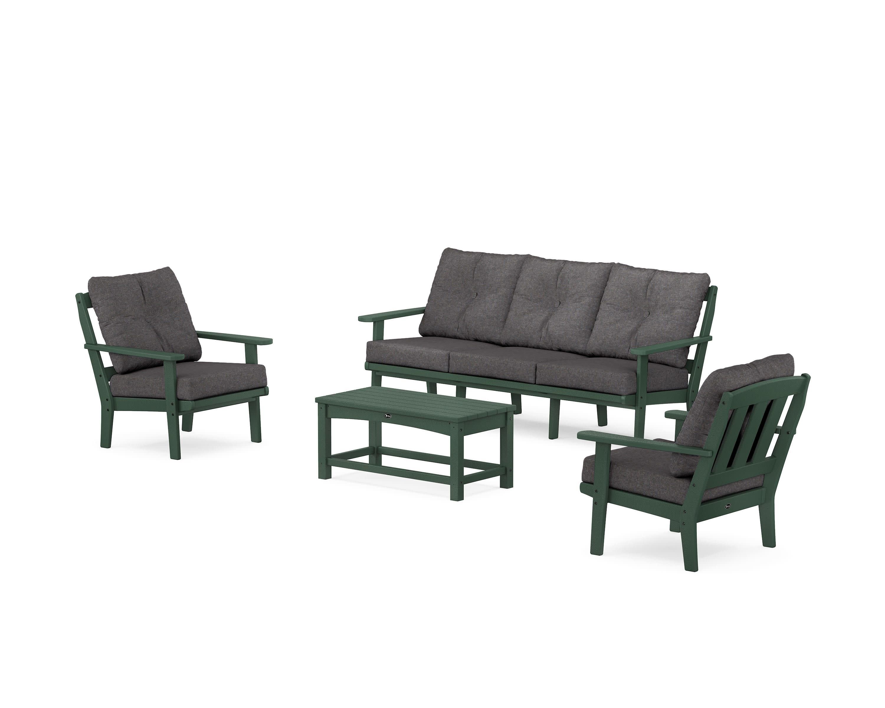 Cape Cod 4-Piece Deep Seating Set with Sofa in Rainforest Canopy / Ash Charcoal