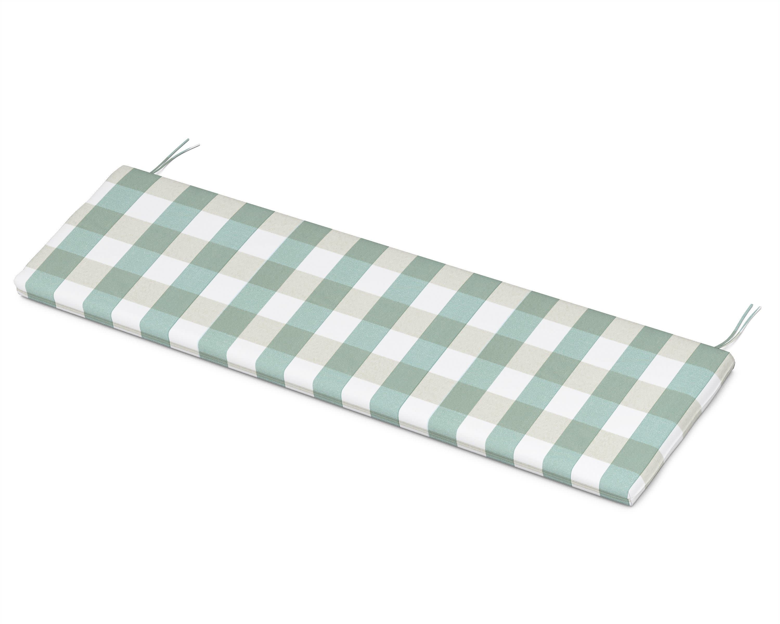 Bench Seat Cushion - 18.5"D x 55.5"W x 2.5"H in Buffalo Plaid Glacier Spa