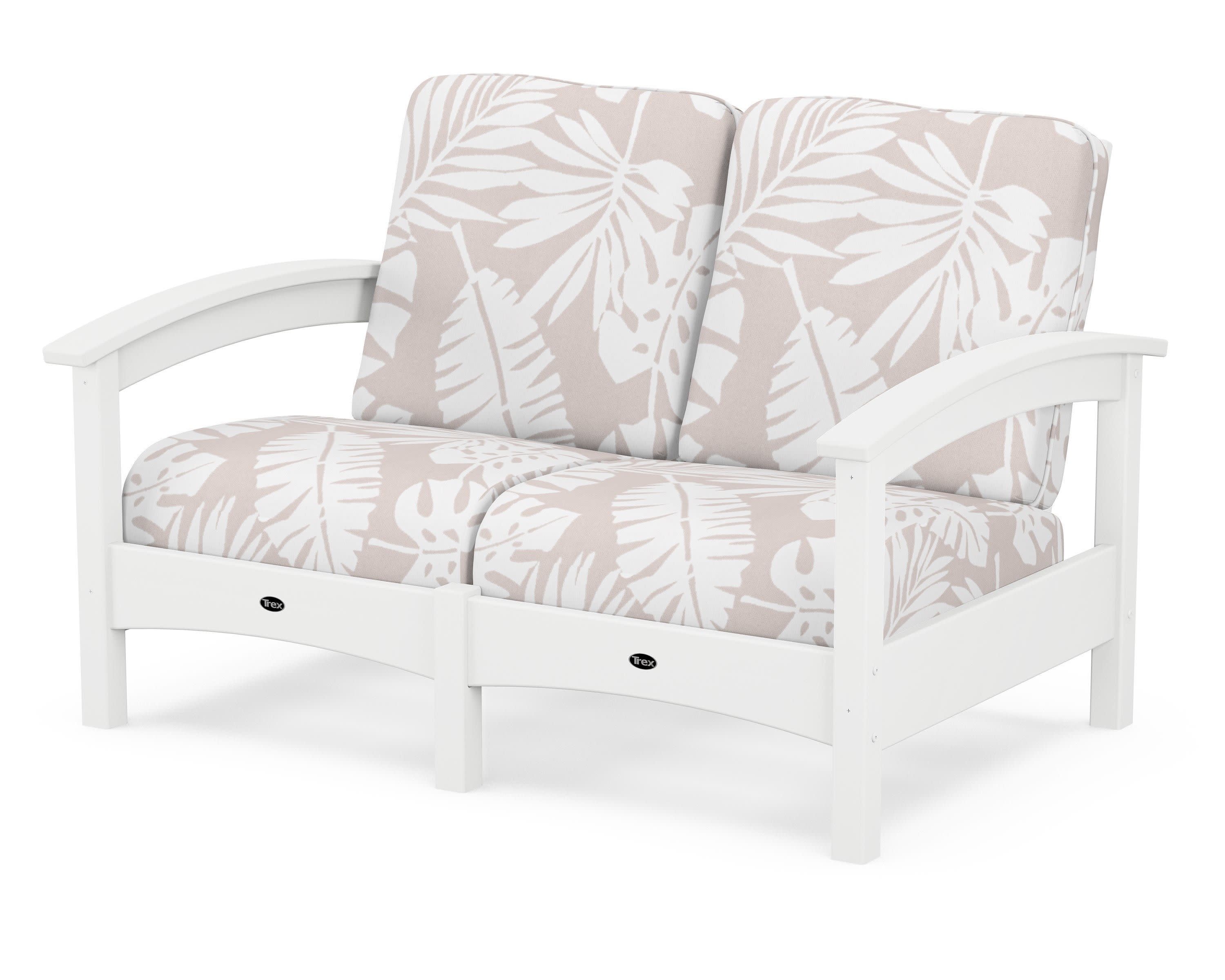 Rockport Club Loveseat in Classic White / Leaf Dune Burlap