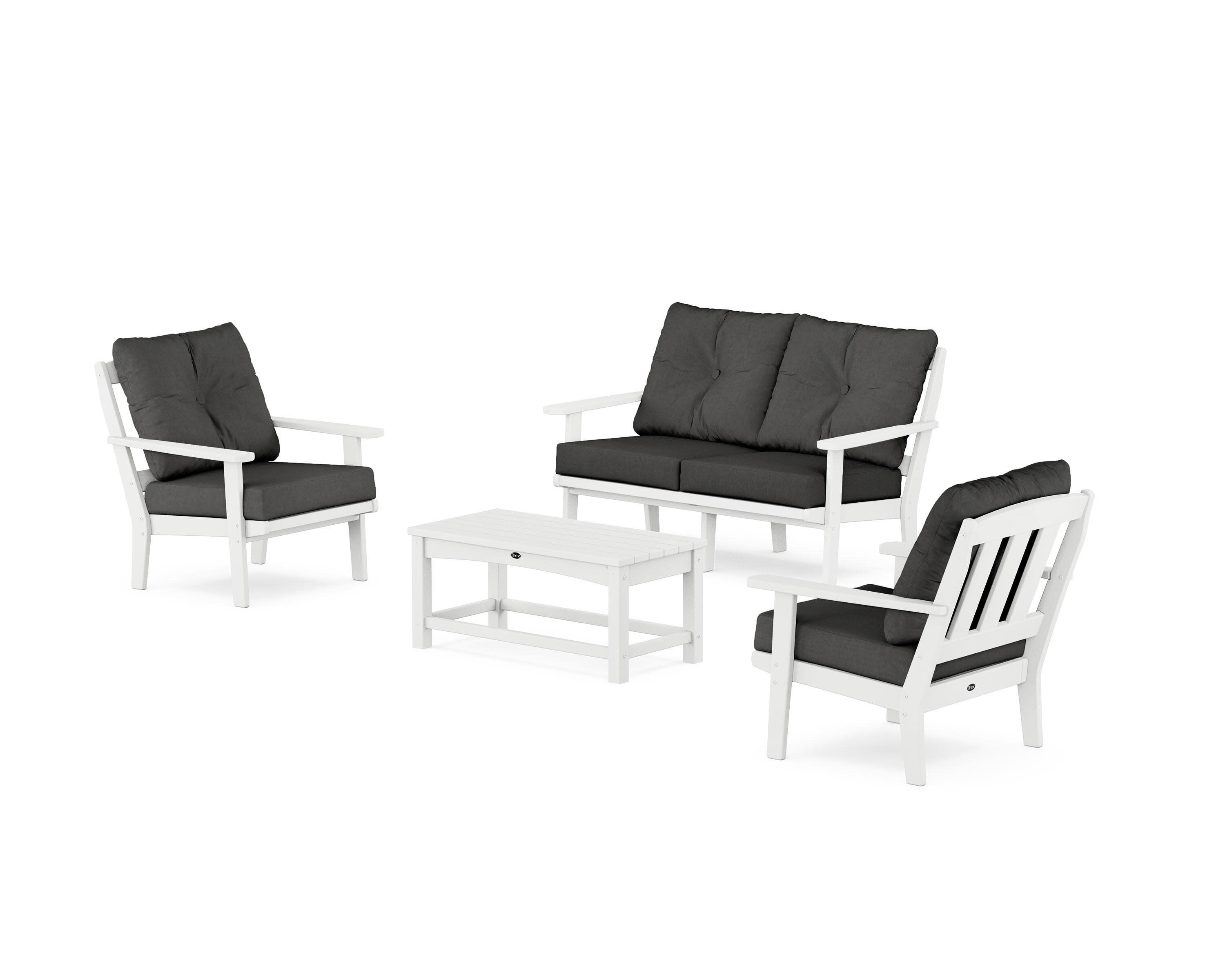 Cape Cod 4-Piece Deep Seating Set with Loveseat in Classic White / Spectrum Carbon
