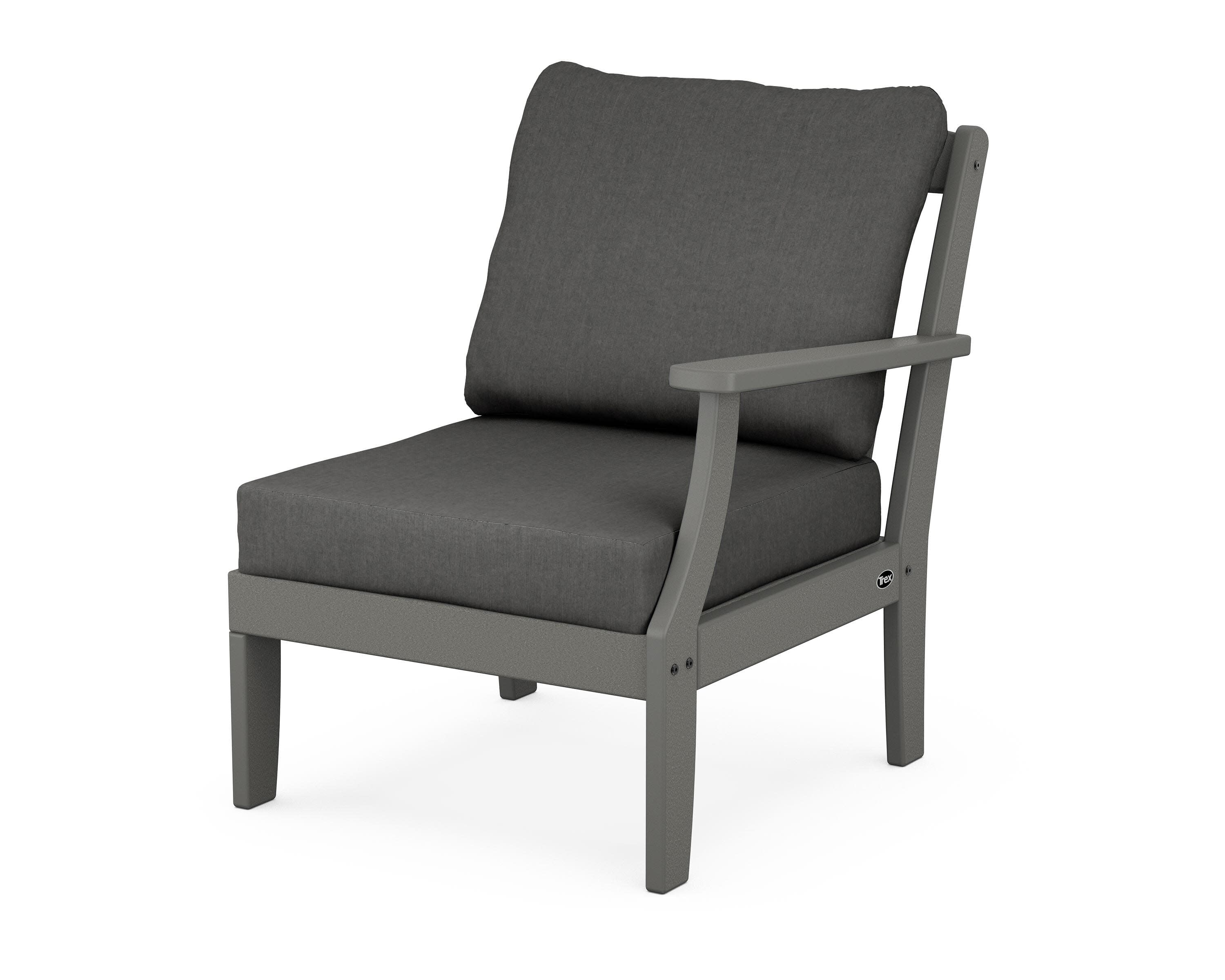 Yacht Club Modular Right Arm Chair in Stepping Stone / Spectrum Carbon