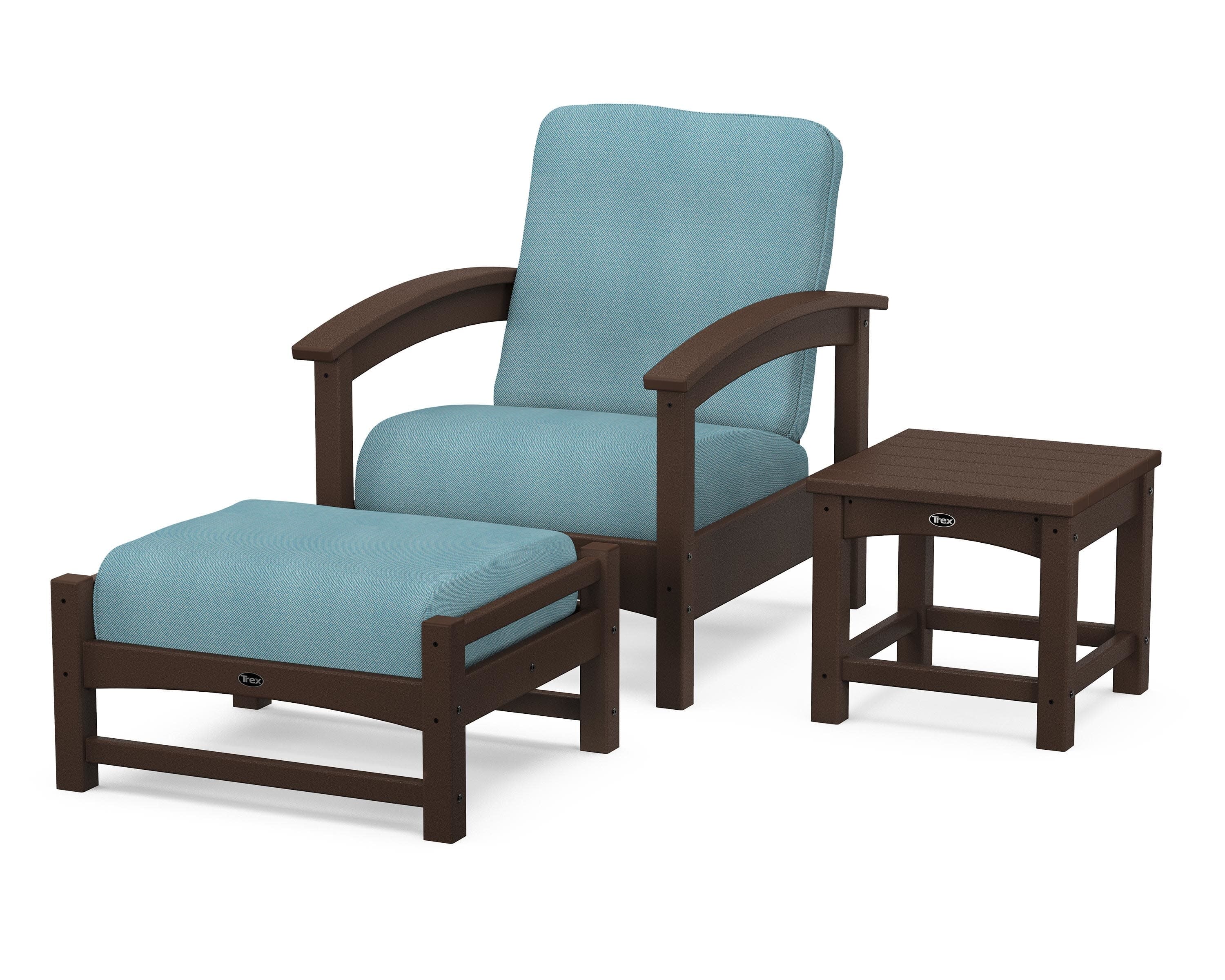 Rockport 3-Piece Deep Seating Set in Vintage Lantern / Lattice Sky Blue