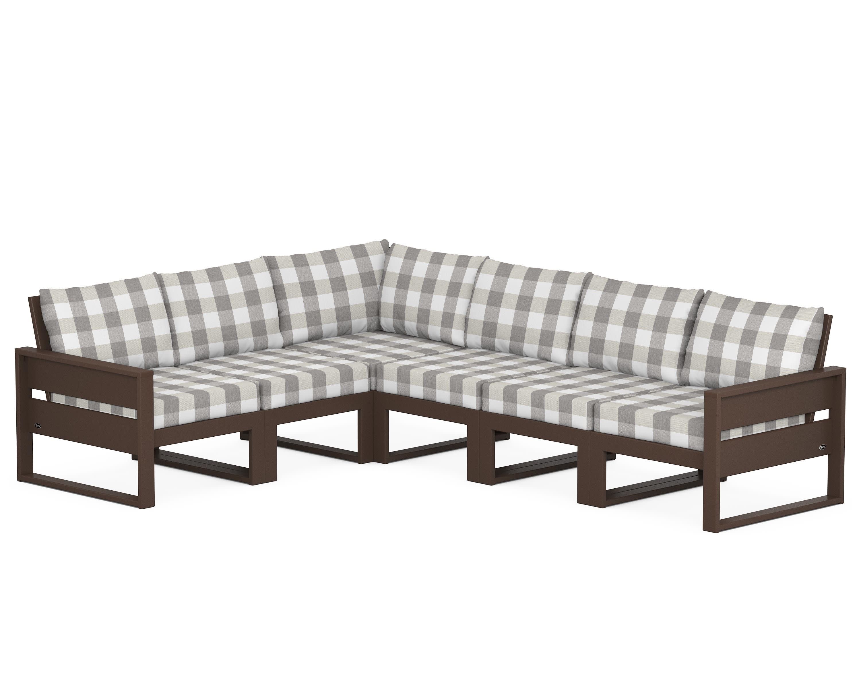 Eastport 6-Piece Sectional in Vintage Lantern / Buffalo Plaid Grey Mist