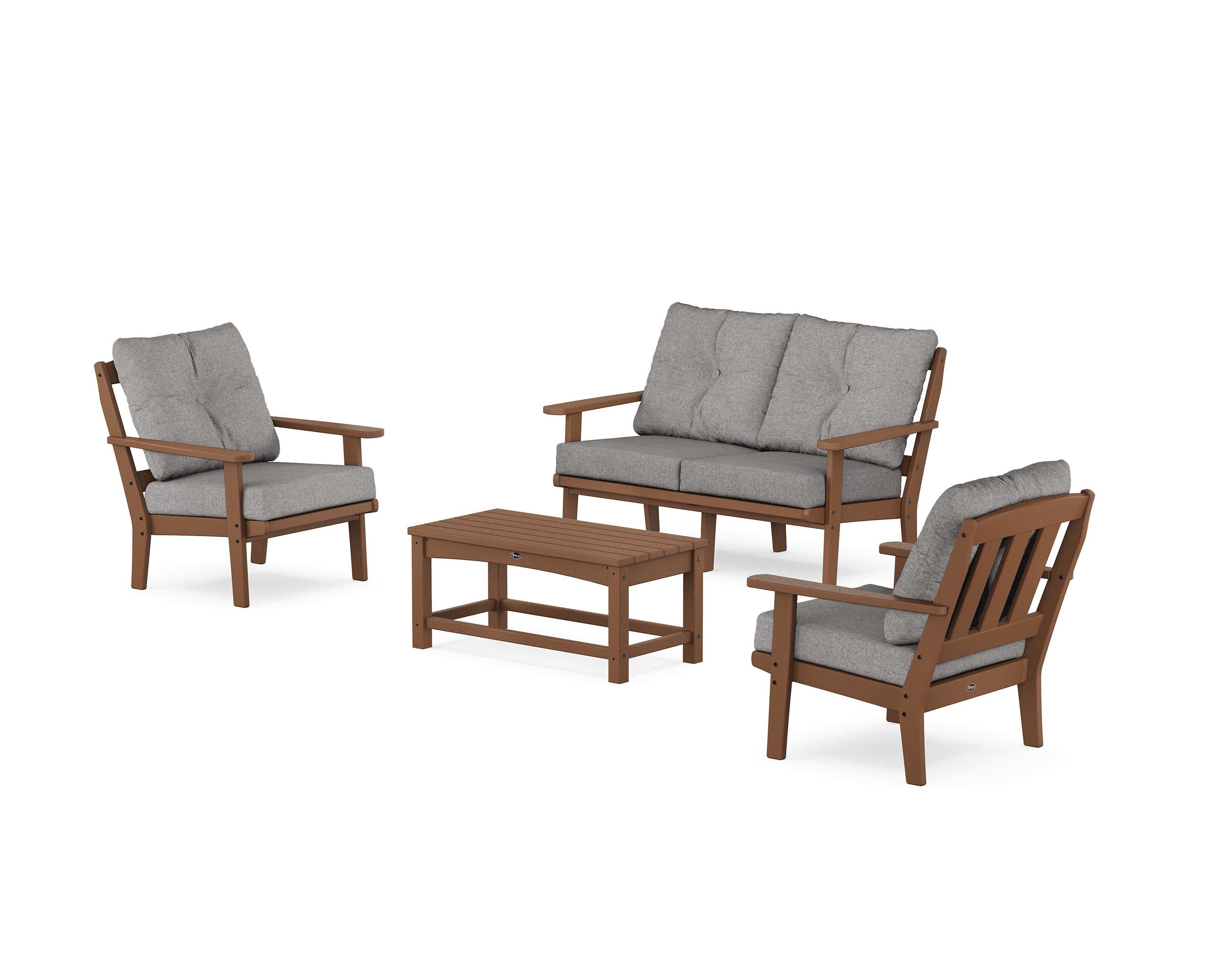 Cape Cod 4-Piece Deep Seating Set with Loveseat in Tree House / Grey Mist