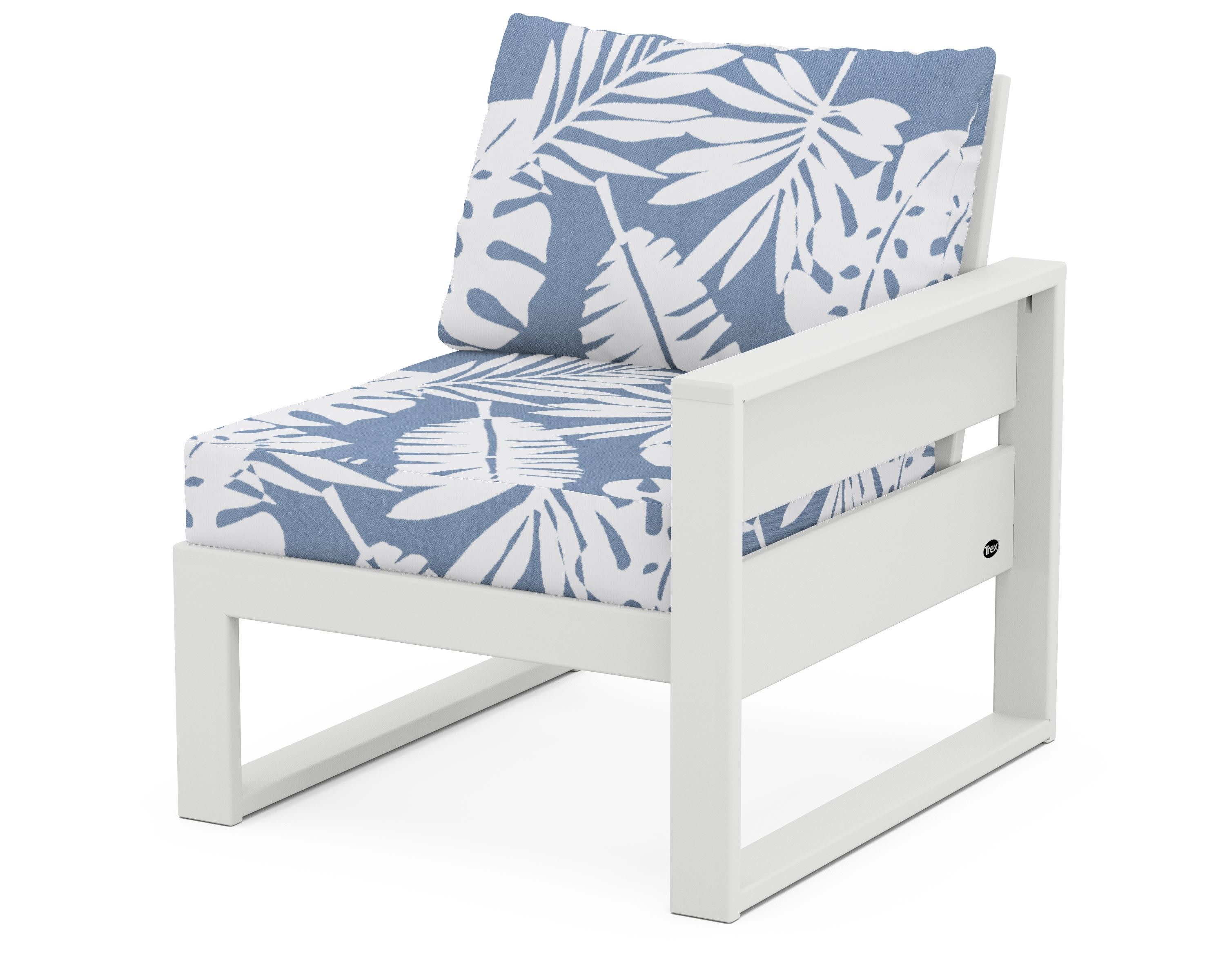 Eastport Modular Right Arm Chair in Classic White / Leaf Sky Blue