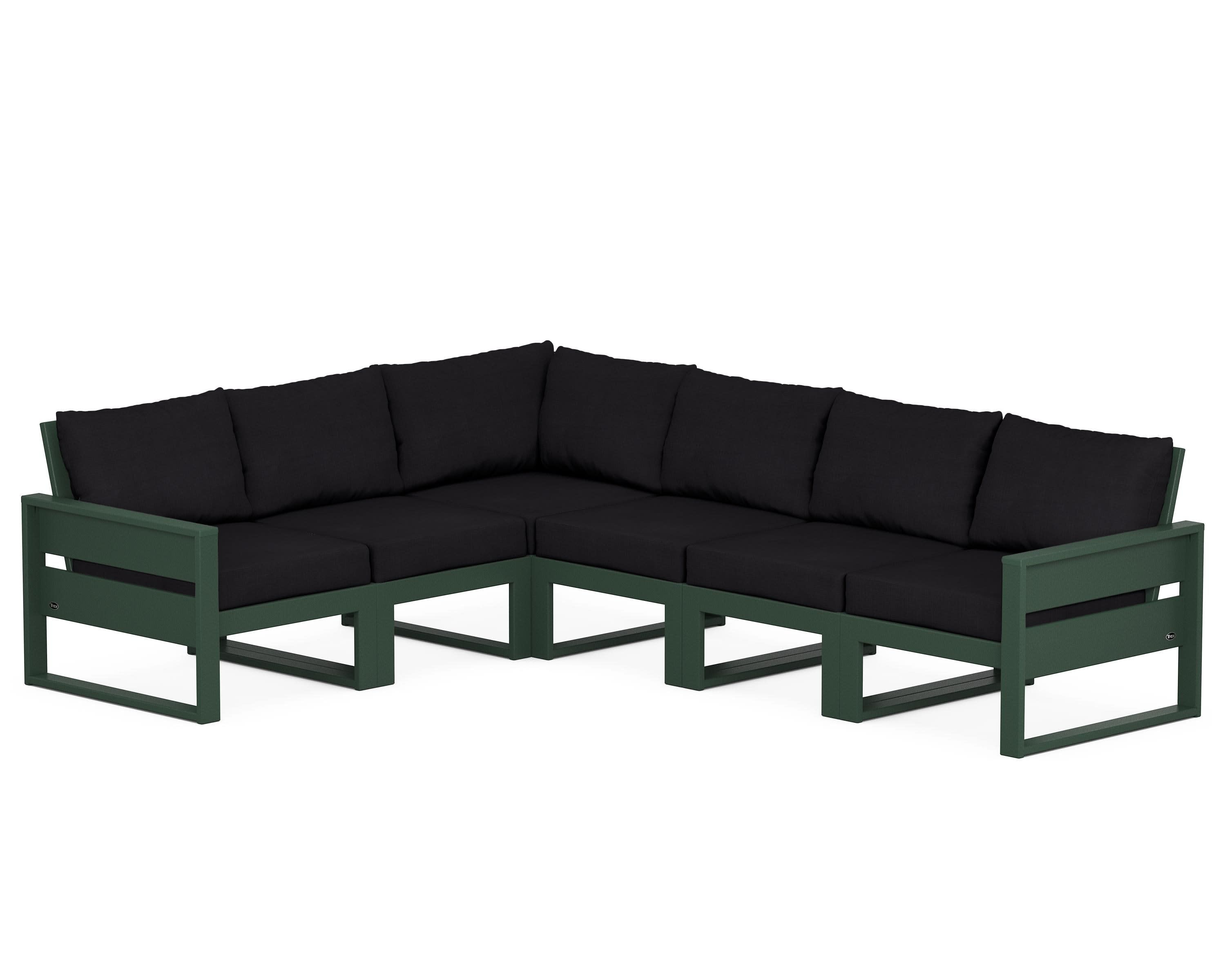 Eastport 6-Piece Sectional in Rainforest Canopy / Midnight Linen