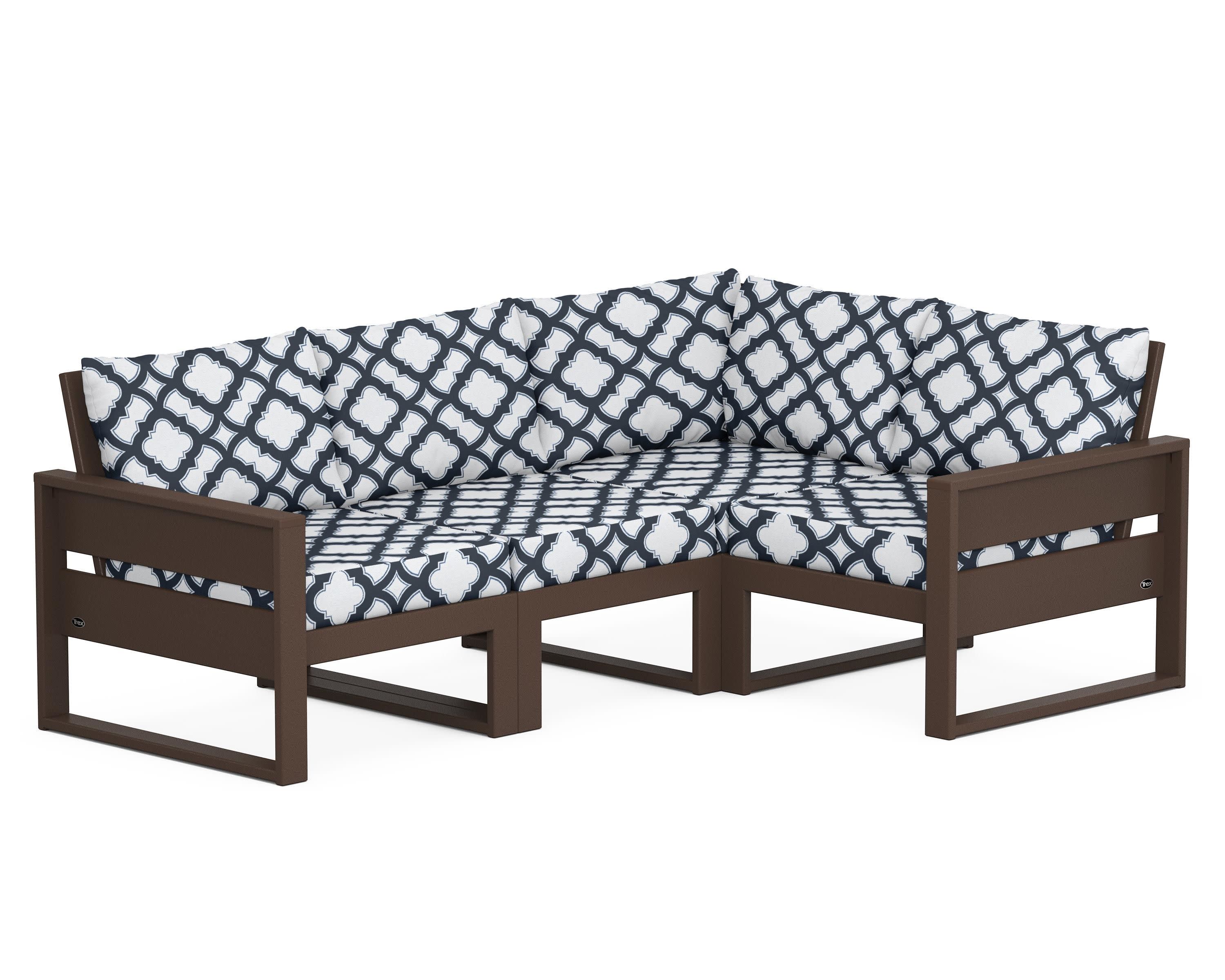 Eastport 4- Piece Sectional in Vintage Lantern / Trellis Marine Indigo