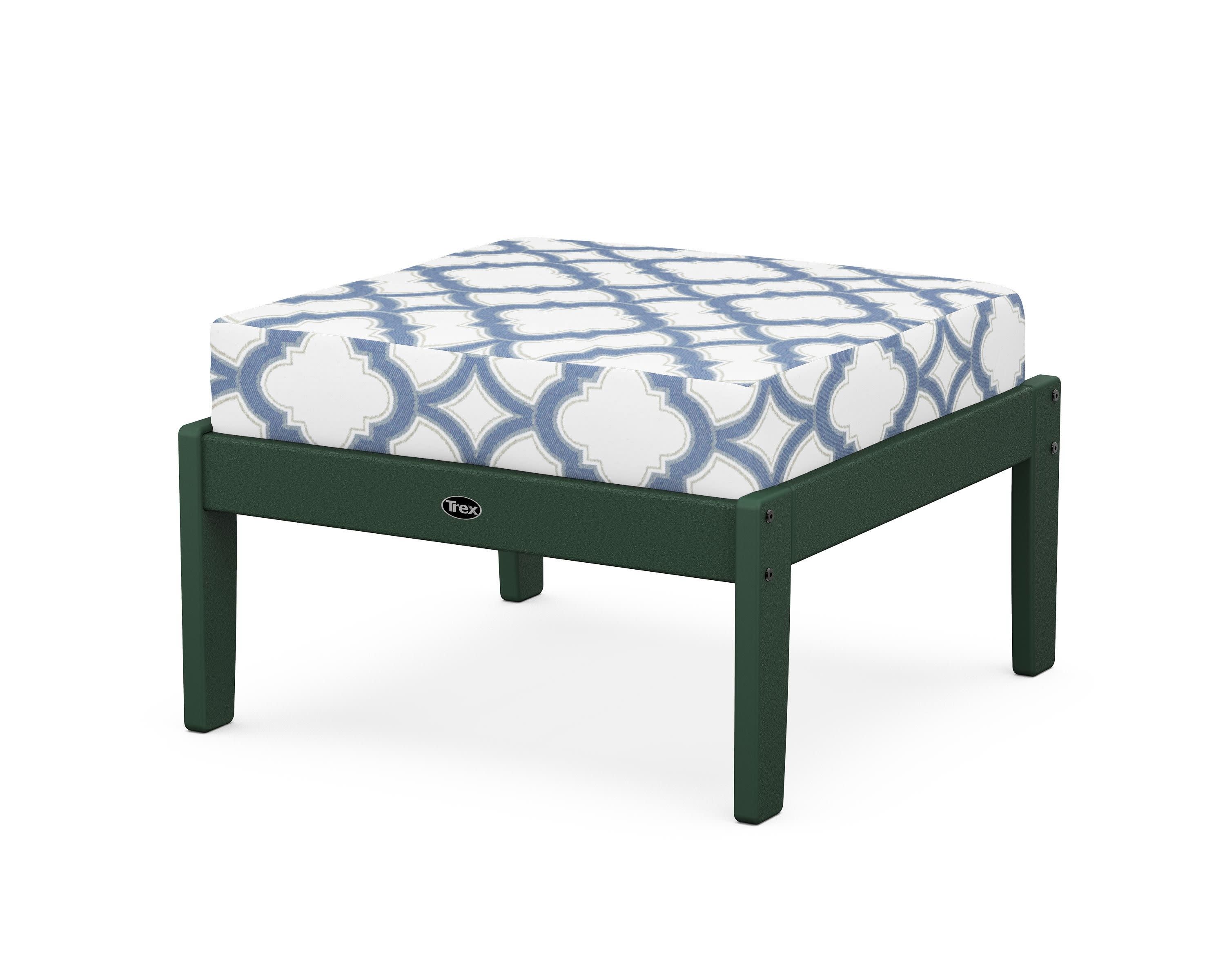 Yacht Club Deep Seating Ottoman in Rainforest Canopy / Trellis Sky Blue