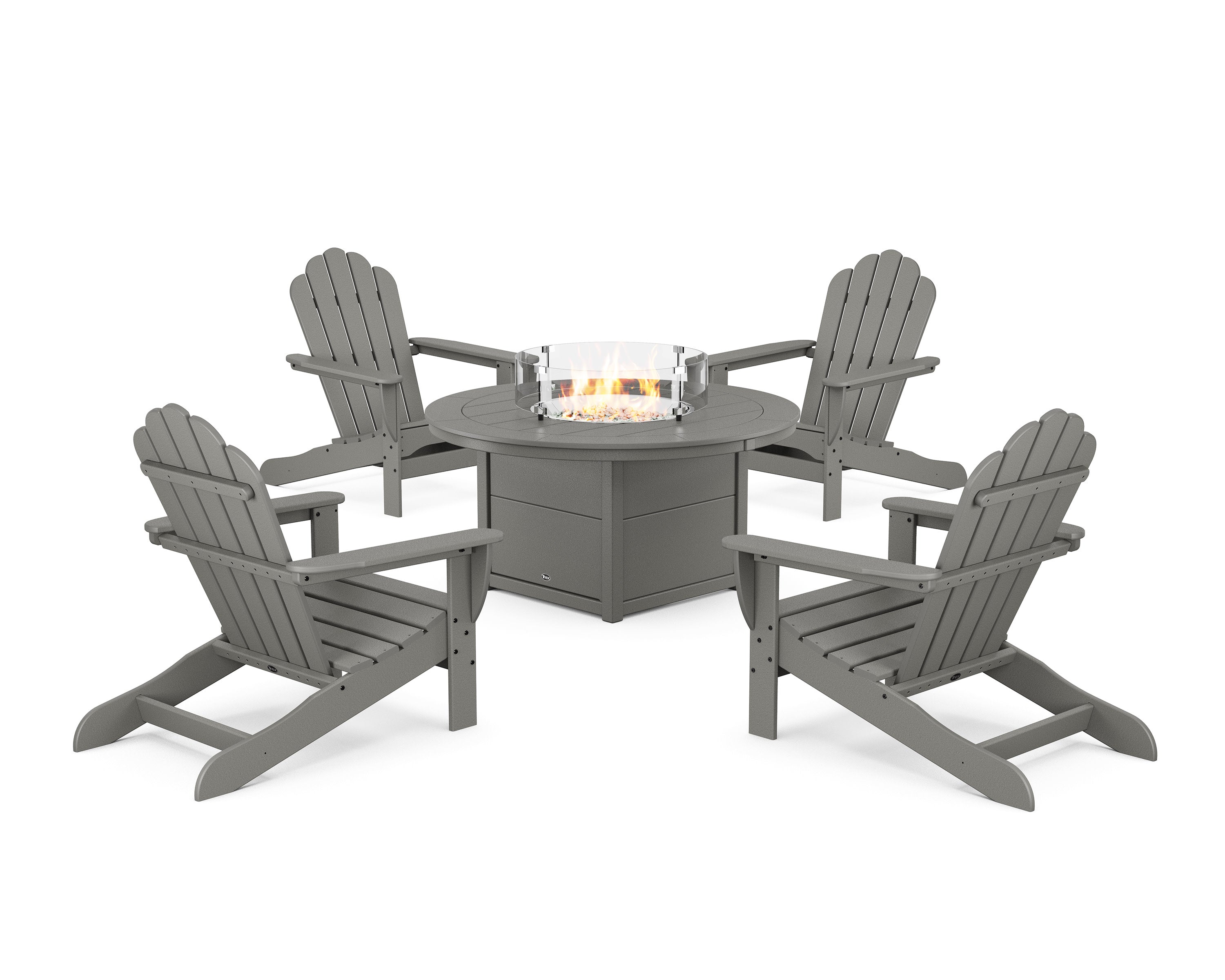 5-Piece Monterey Bay Oversized Adirondack Conversation Set with Fire Pit Table in Stepping Stone