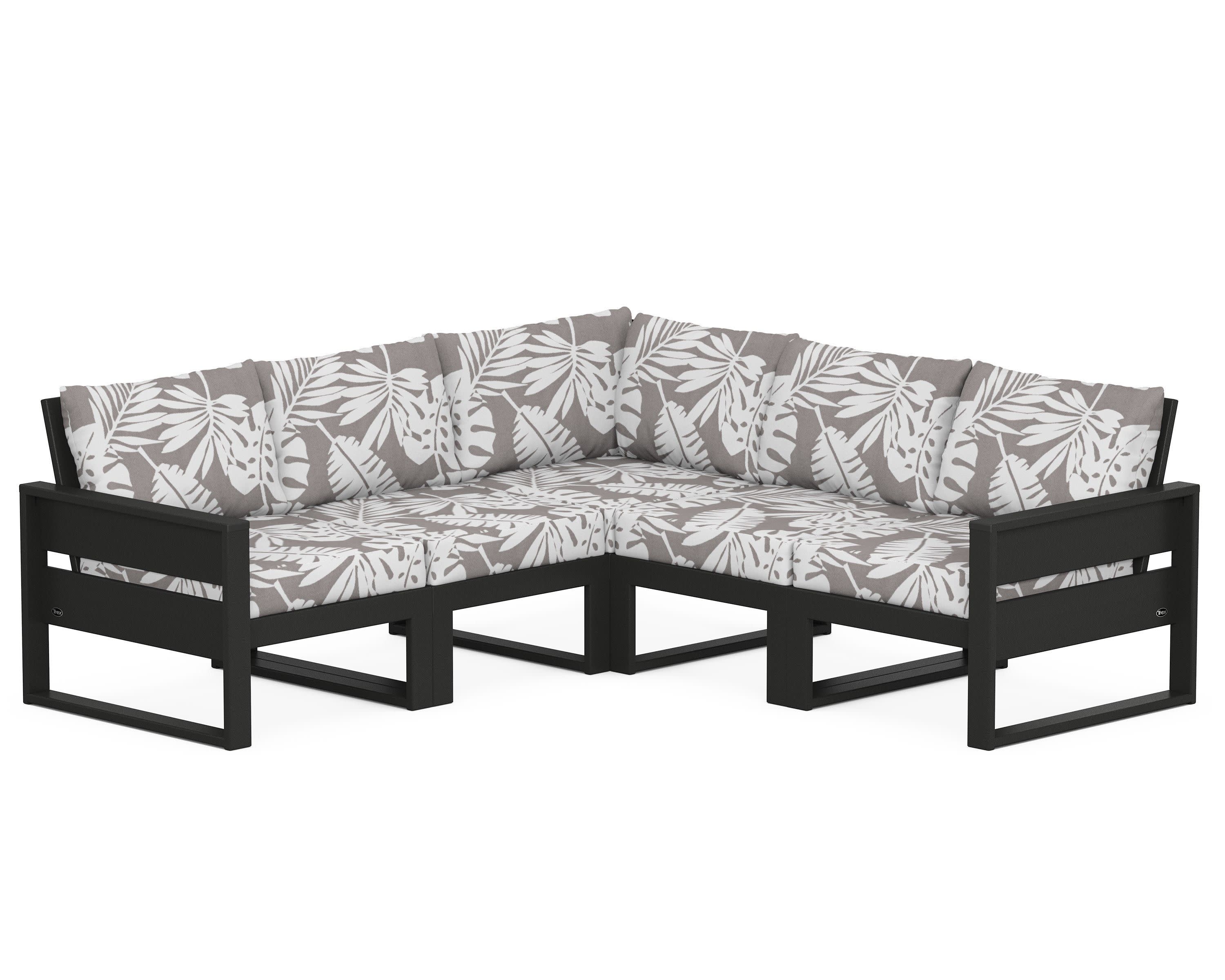 Eastport 5-Piece Sectional in Charcoal Black / Leaf Grey Mist