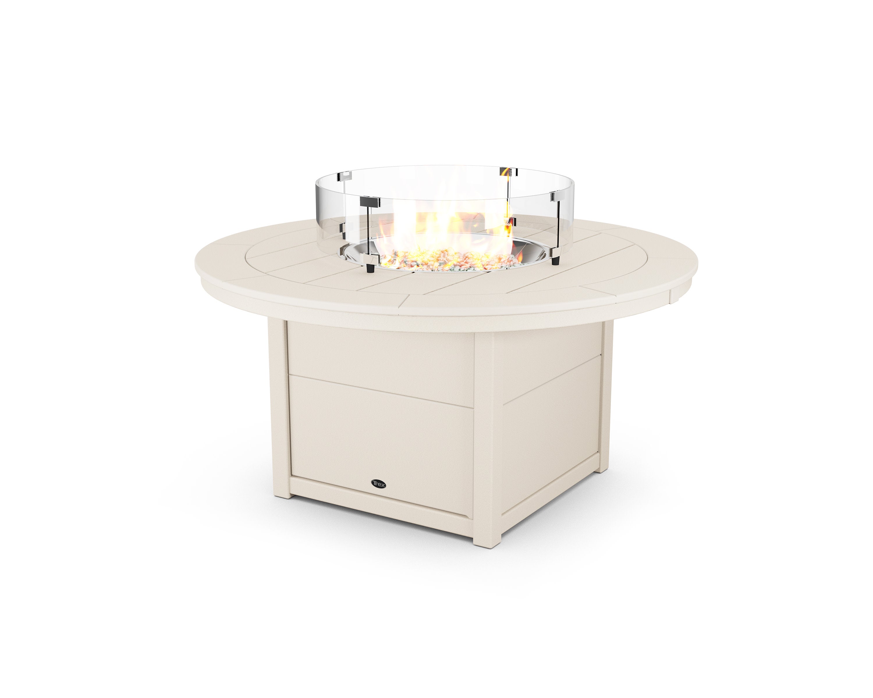 Trex Round 48 Fire Pit Table in Sand Castle