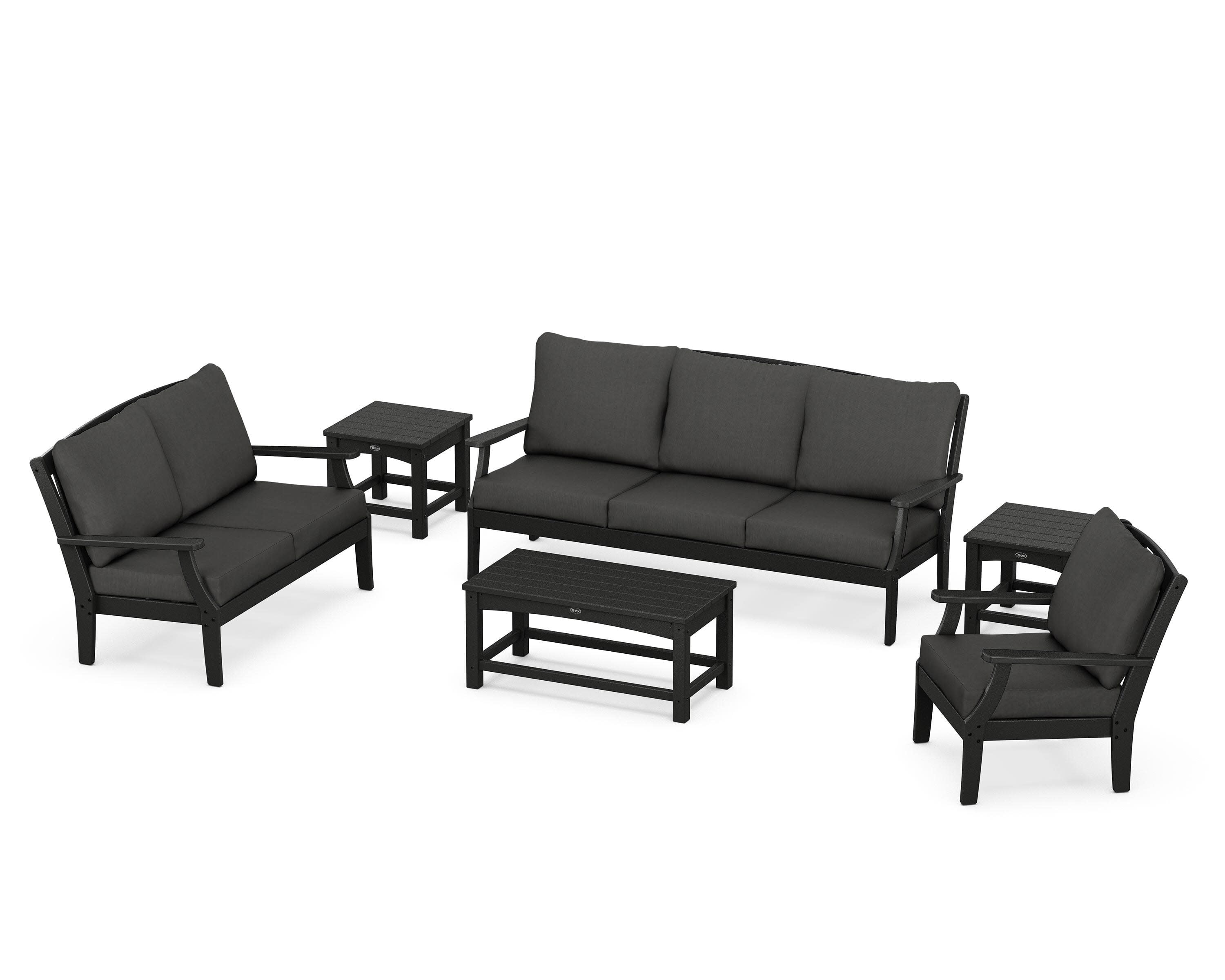 Yacht Club 6-Piece Deep Seating Set in Charcoal Black / Spectrum Carbon