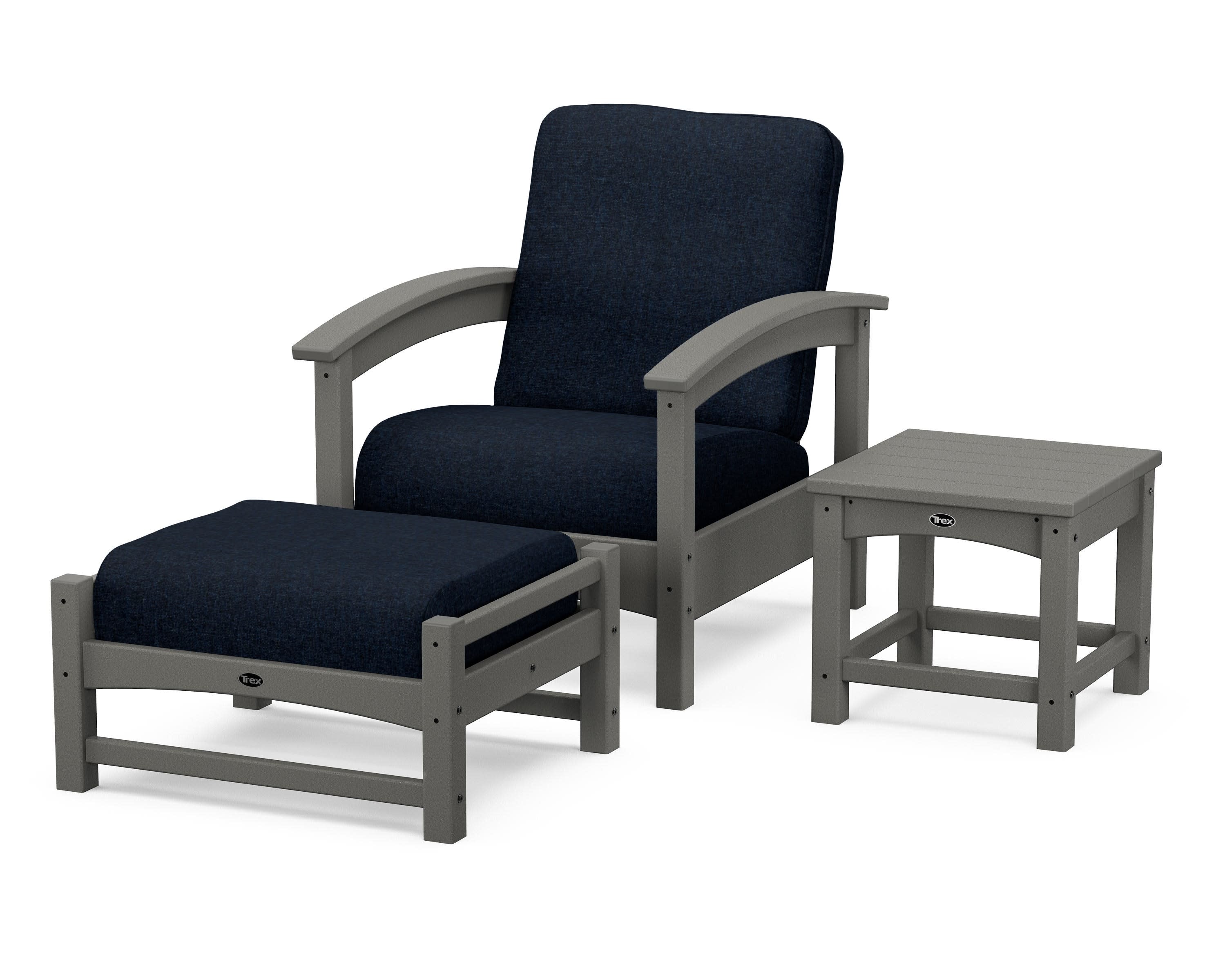 Rockport 3-Piece Deep Seating Set in Stepping Stone / Marine Indigo