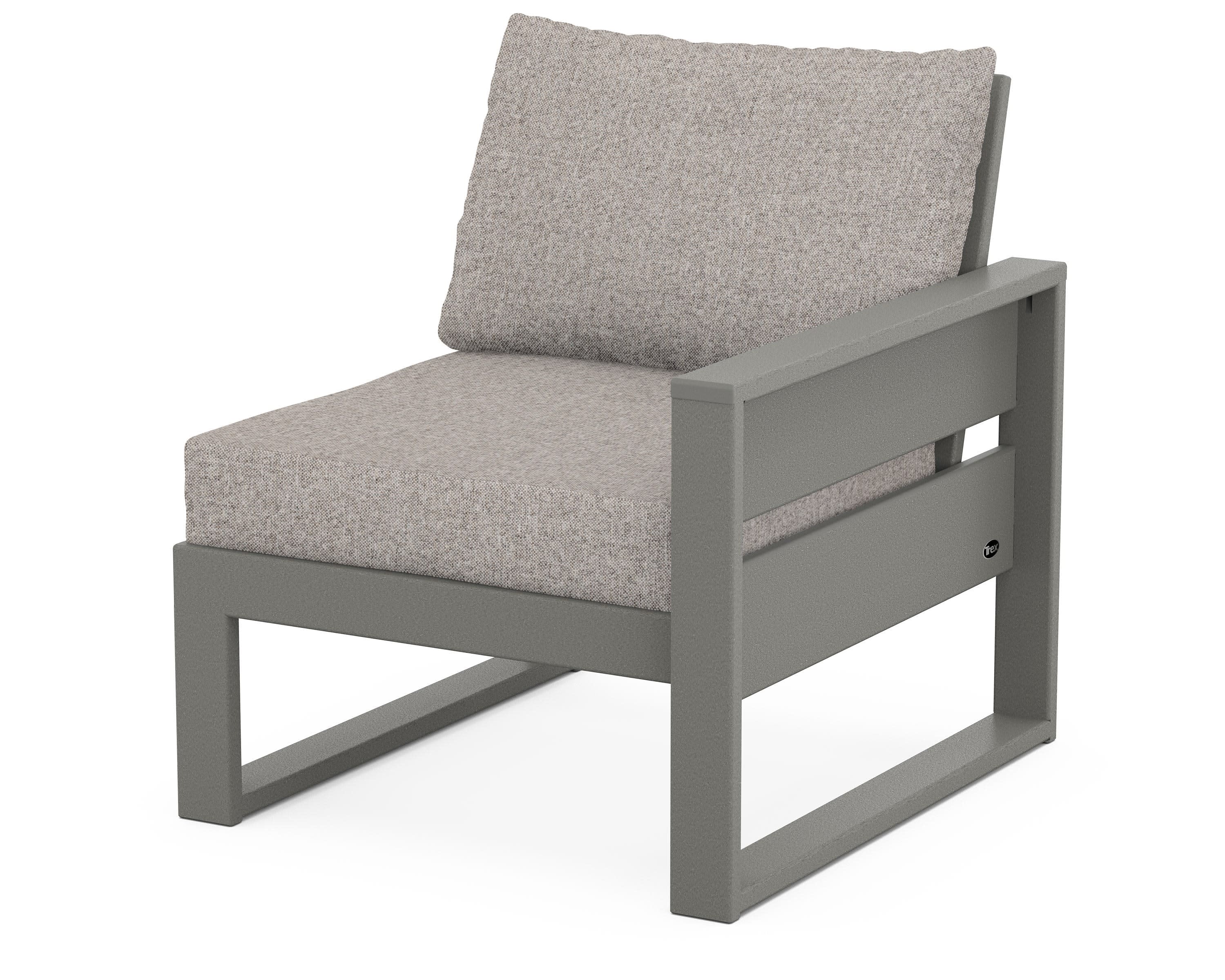 Eastport Modular Right Arm Chair in Stepping Stone / Weathered Tweed