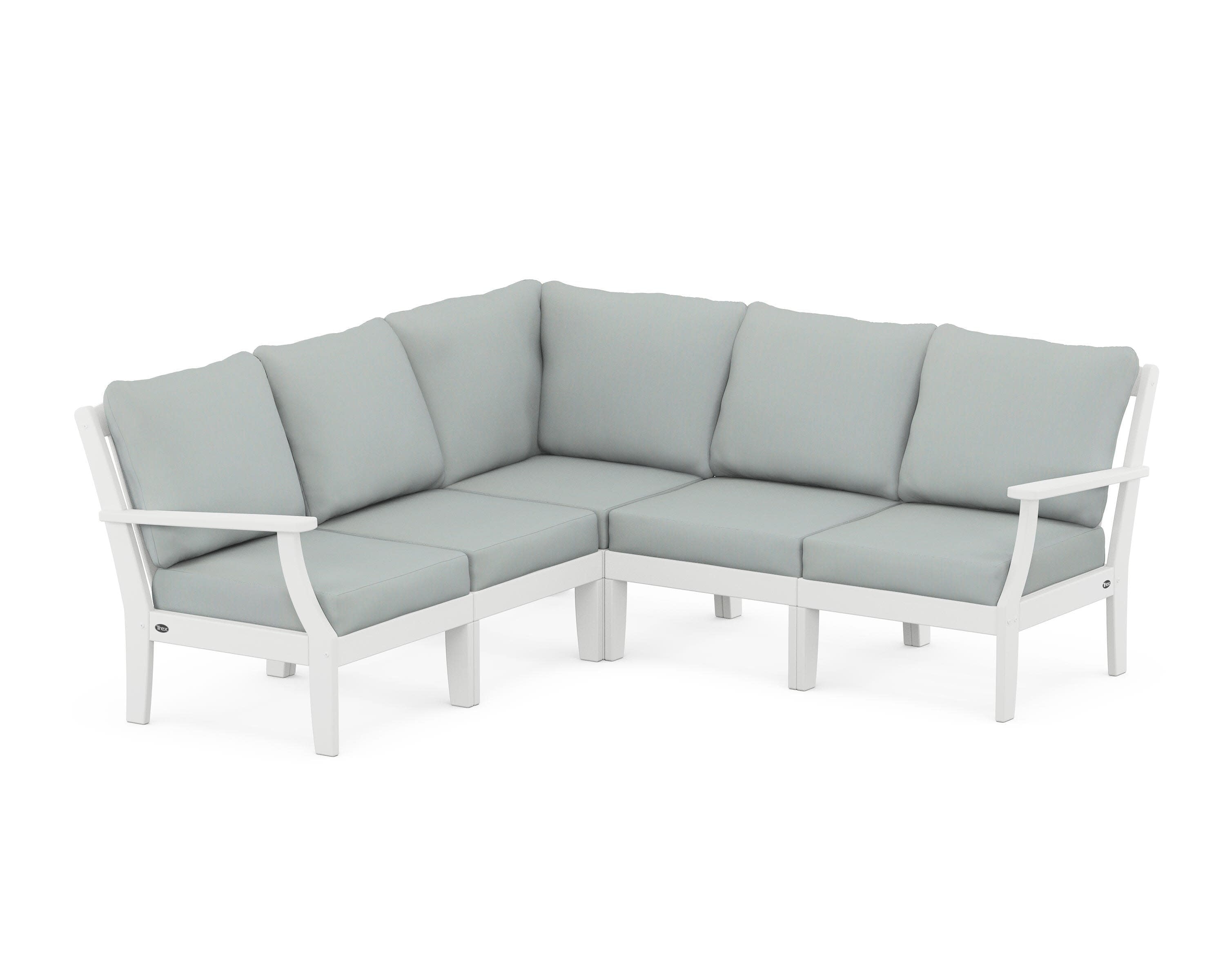 Yacht Club Modular 5-Piece Deep Seating Set in Classic White / Spa