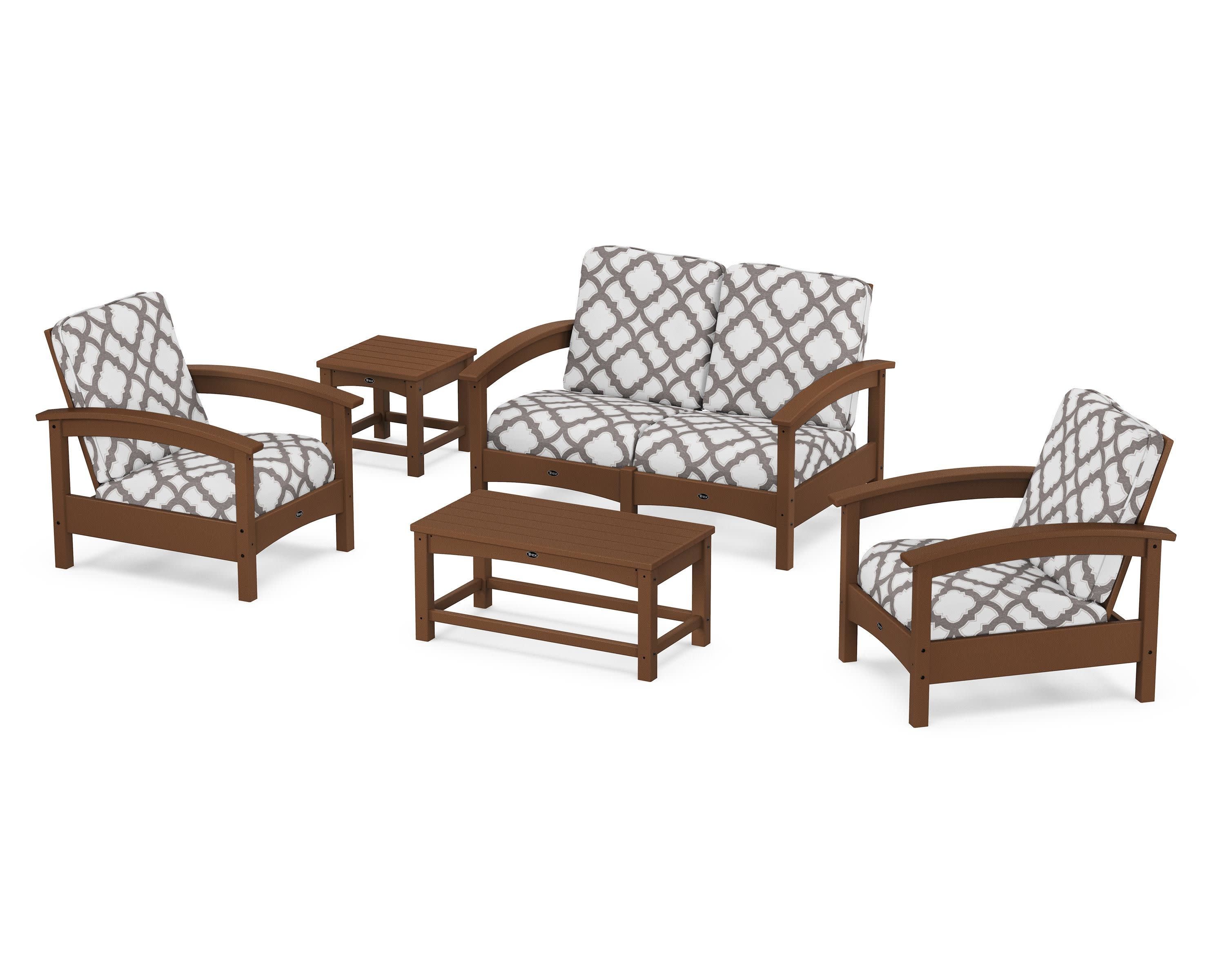 Rockport Club 6-Piece Deep Seating Conversation Set in Tree House / Trellis Grey Mist