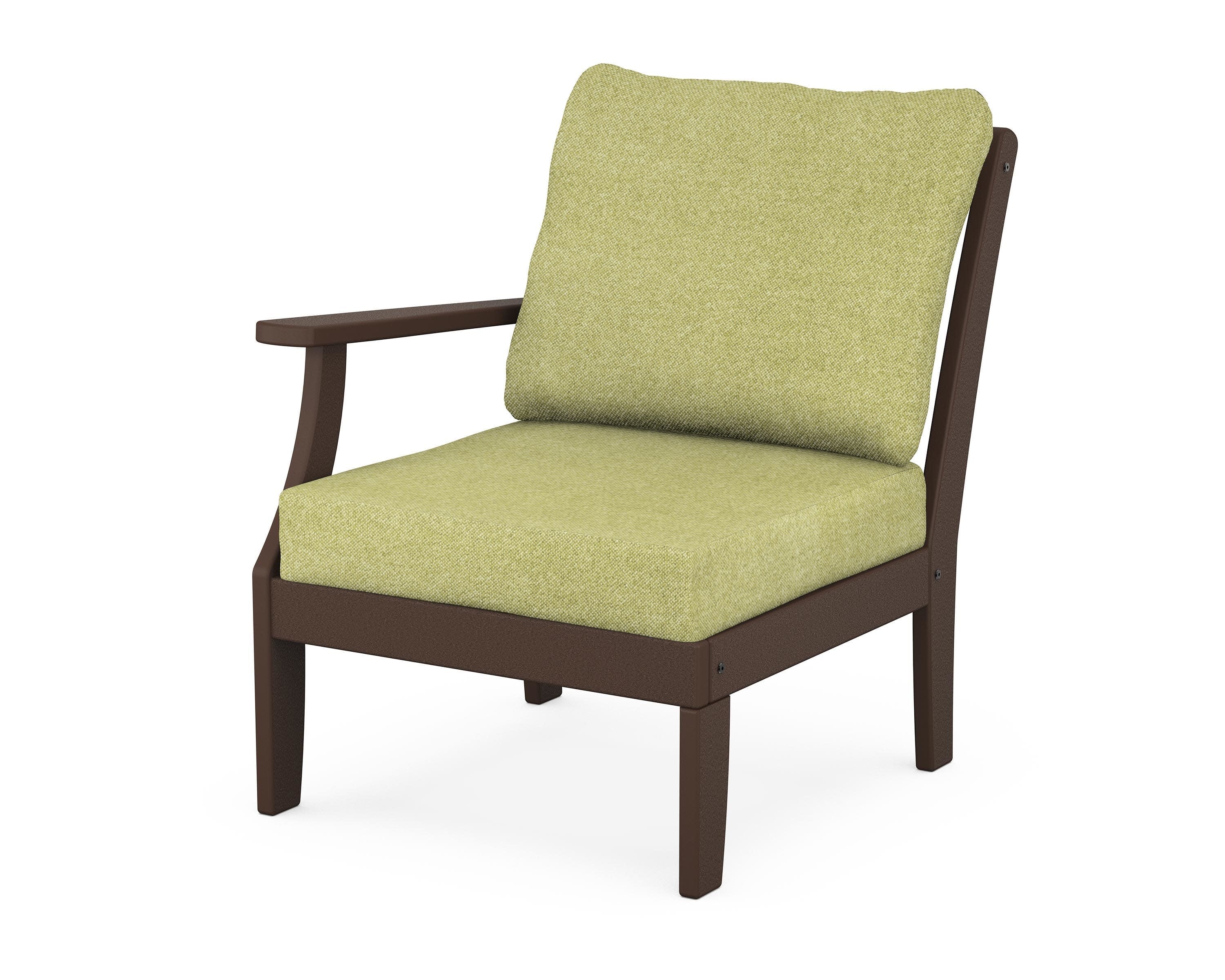 Yacht Club Modular Left Arm Chair in Vintage Lantern / Chartreuse Boucle