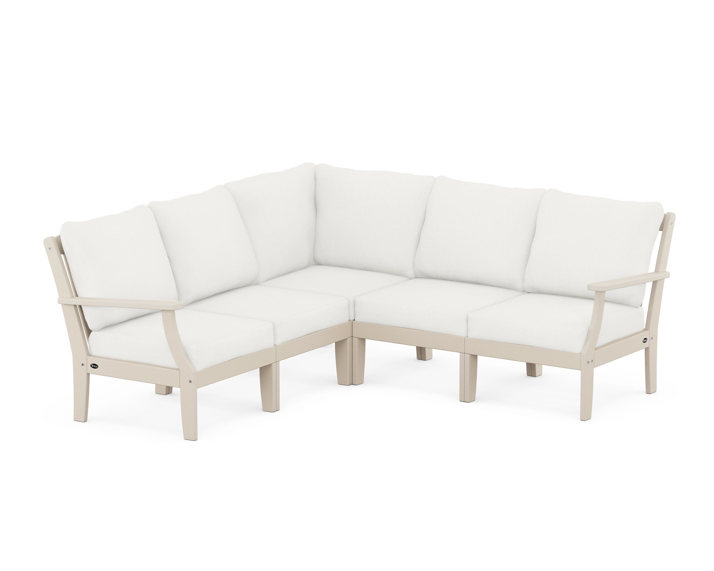 Yacht Club Modular 5-Piece Deep Seating Set in Sand Castle / Natural Linen