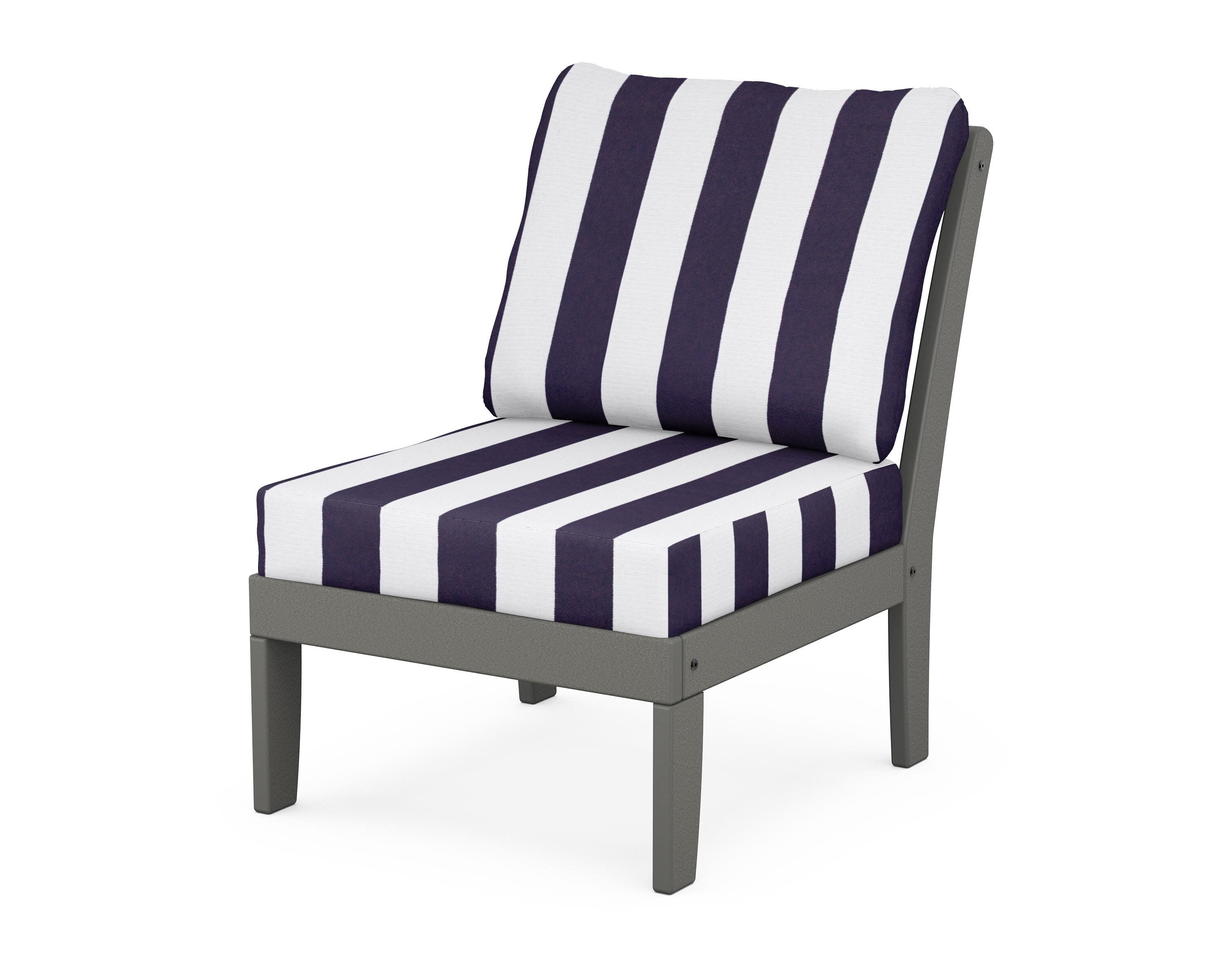 Yacht Club Modular Armless Chair in Stepping Stone / Cabana Stripe Navy