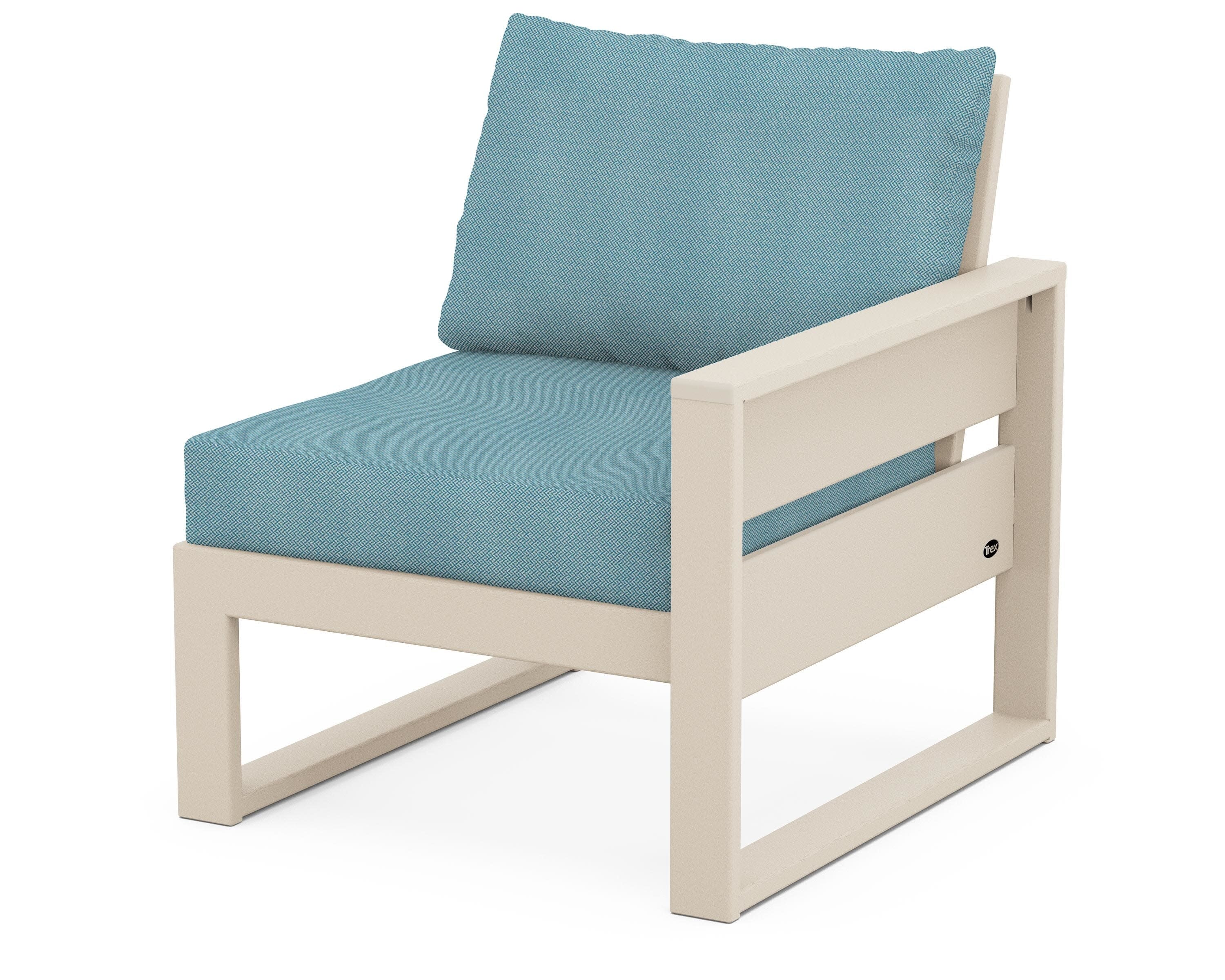 Eastport Modular Right Arm Chair in Sand Castle / Lattice Sky Blue