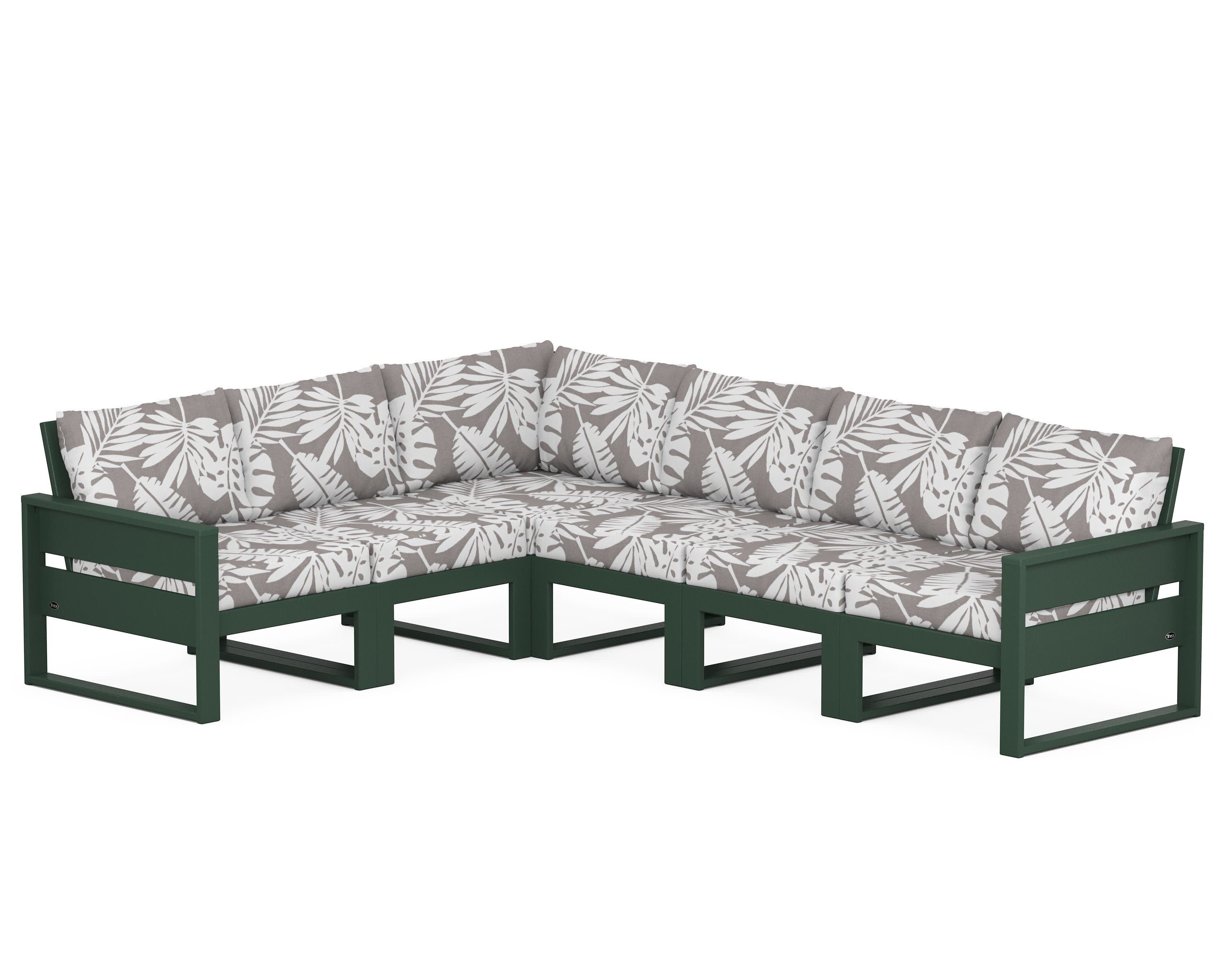 Eastport 6-Piece Sectional in Rainforest Canopy / Leaf Grey Mist
