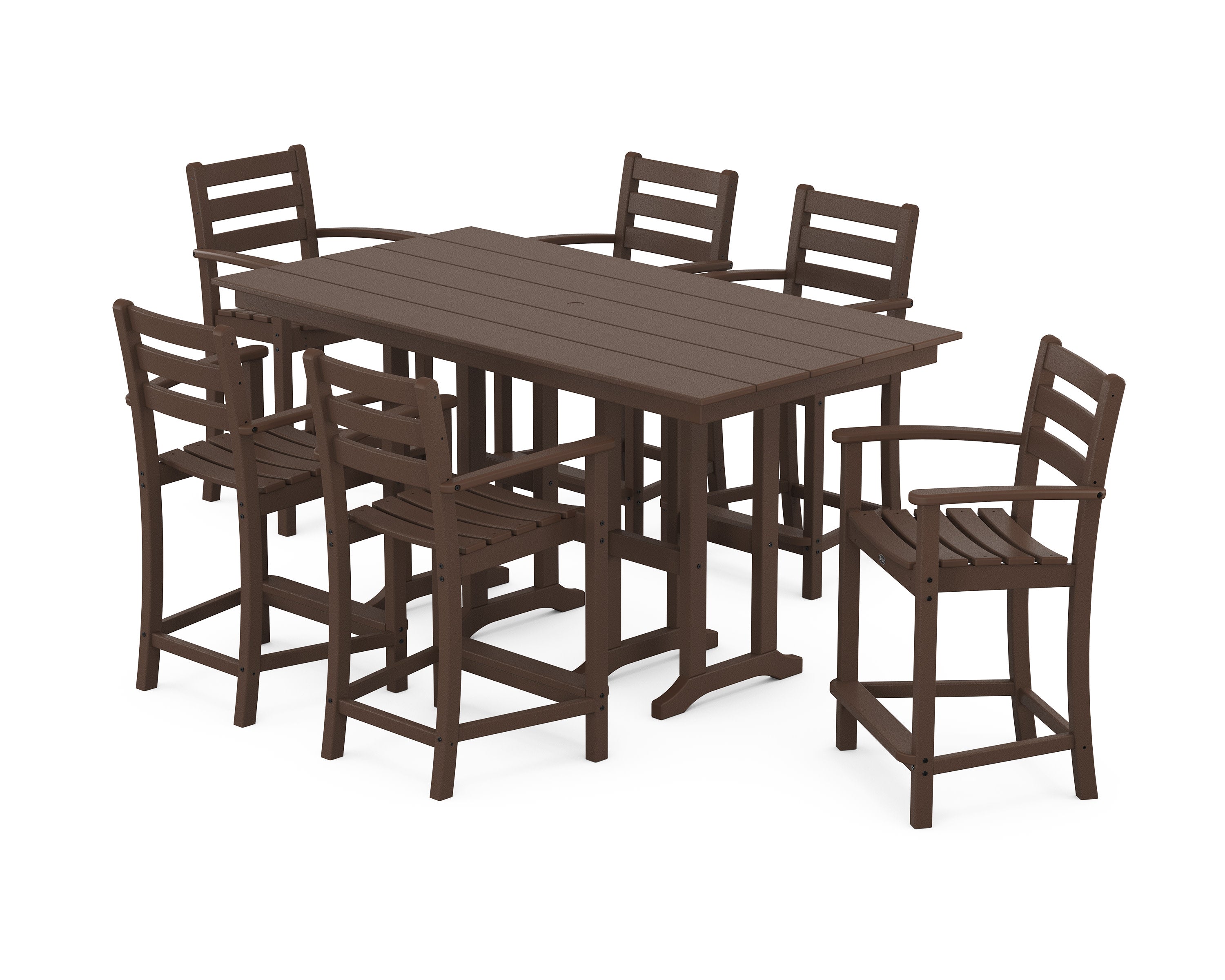 Monterey Bay 7-Piece Farmhouse Arm Chair Counter Set in Vintage Lantern