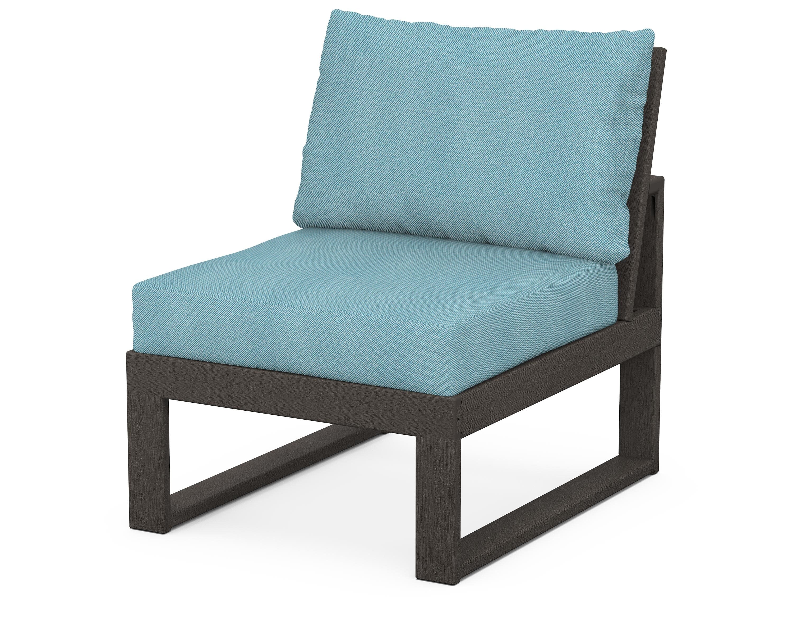 Modular Armless Chair in Vintage Coffee / Lattice Sky Blue