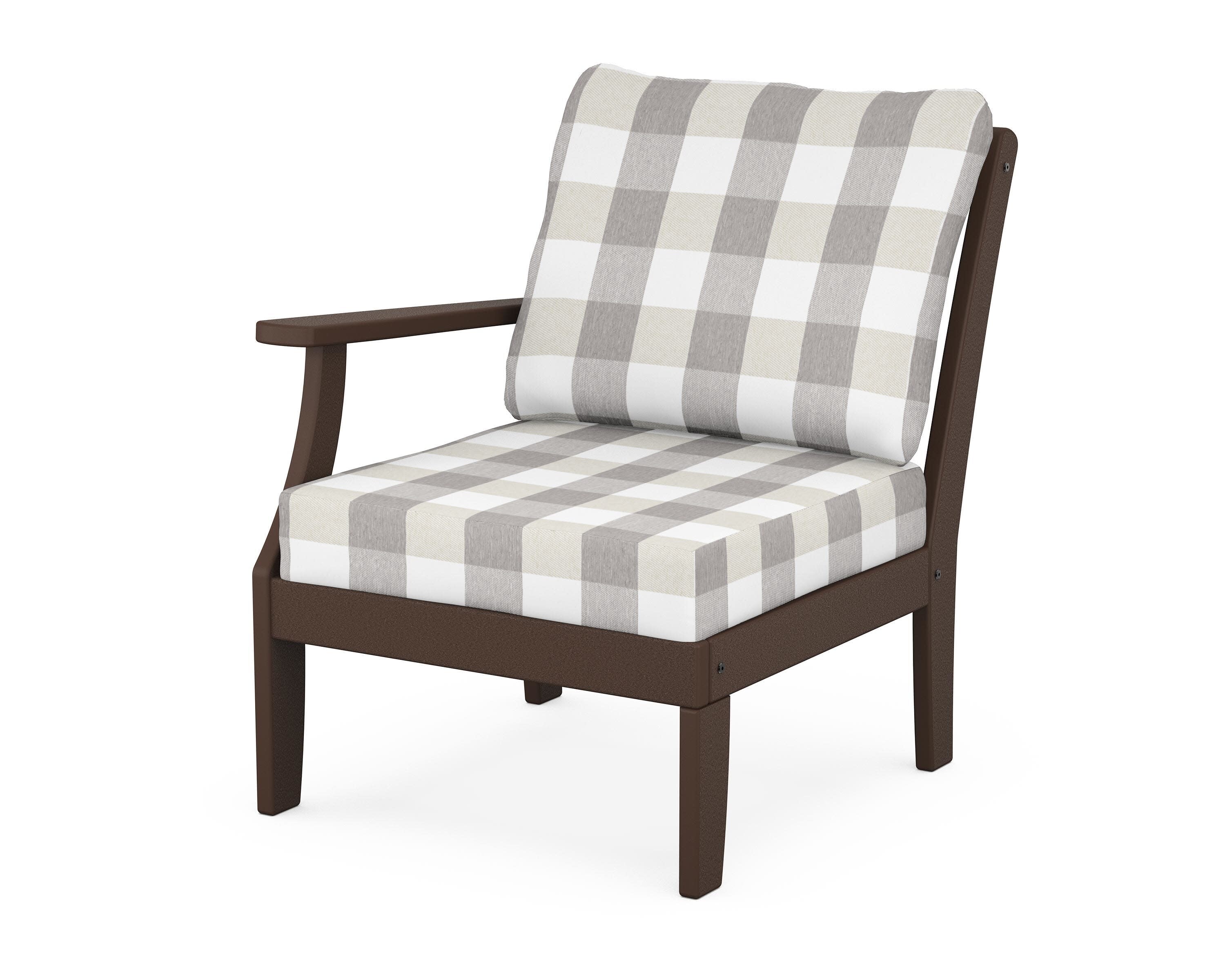 Yacht Club Modular Left Arm Chair in Vintage Lantern / Buffalo Plaid Grey Mist