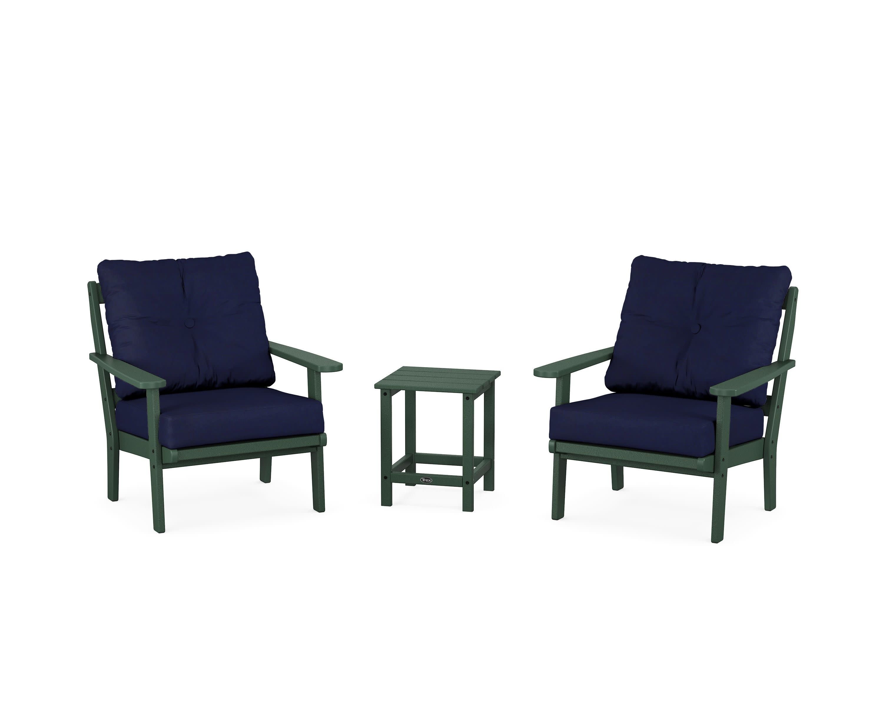 Cape Cod 3-Piece Deep Seating Set in Rainforest Canopy / Navy