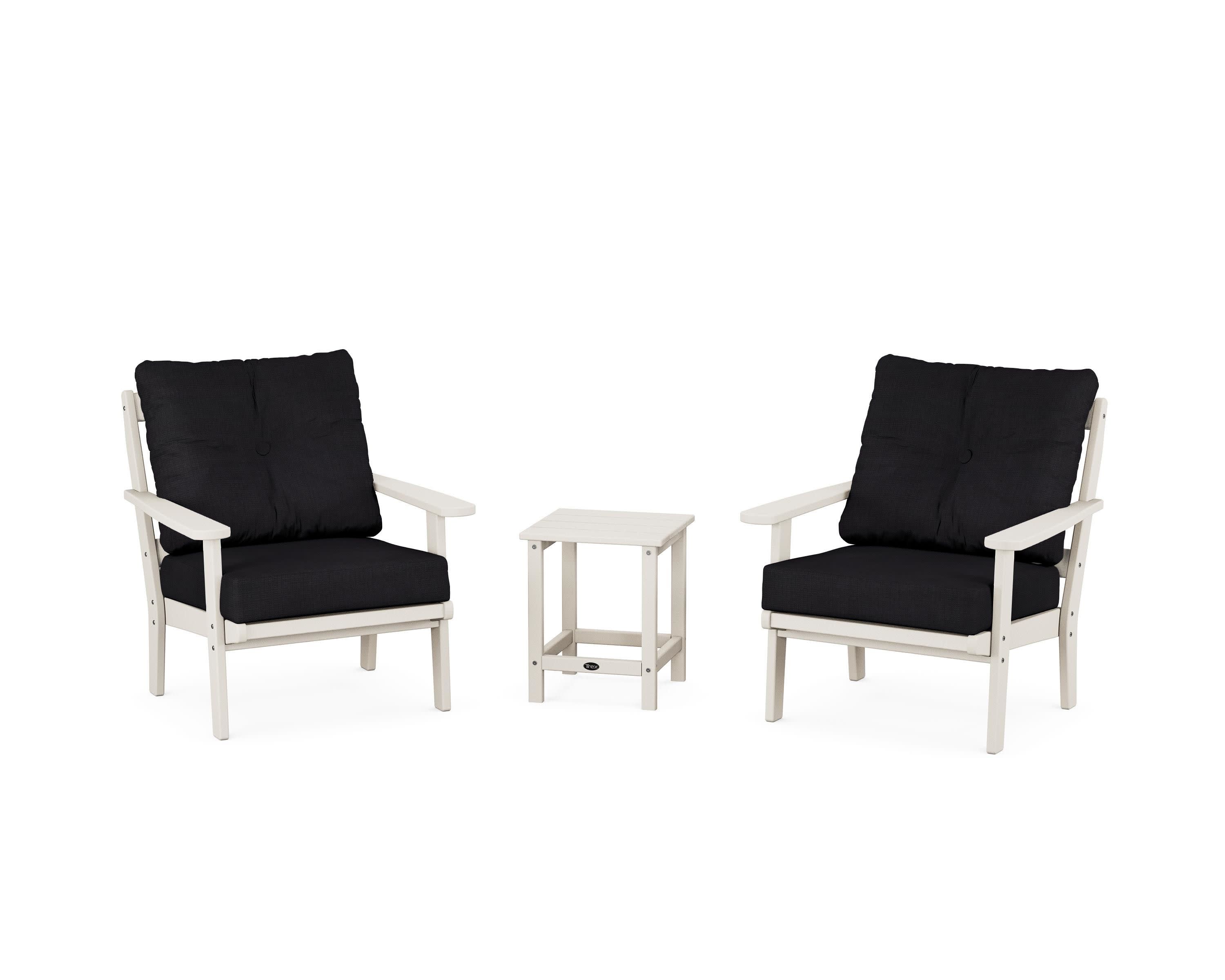 Cape Cod 3-Piece Deep Seating Set in Sand Castle / Midnight Linen