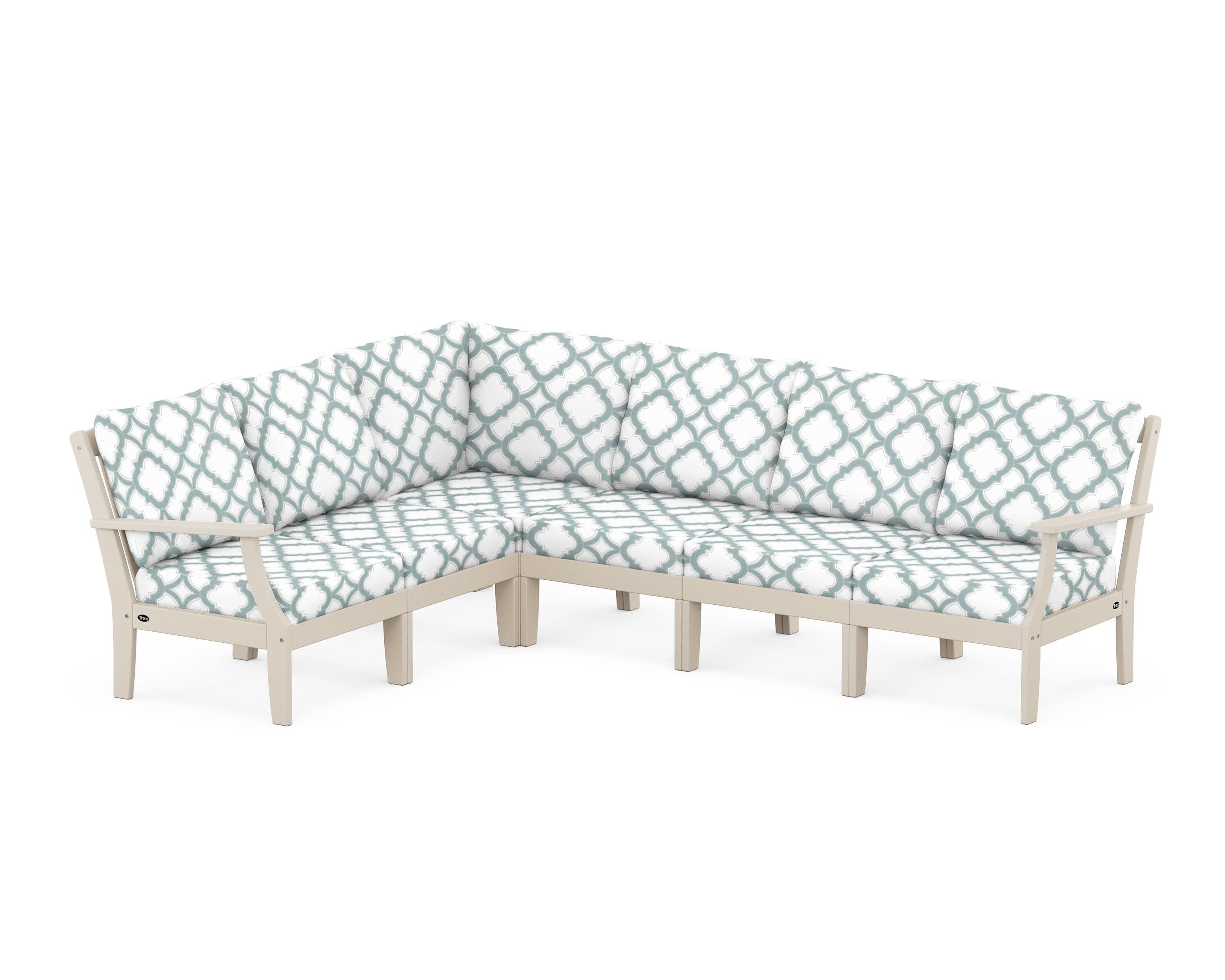 Yacht Club Modular 6-Piece Deep Seating Set in Sand Castle / Trellis Glacier Spa