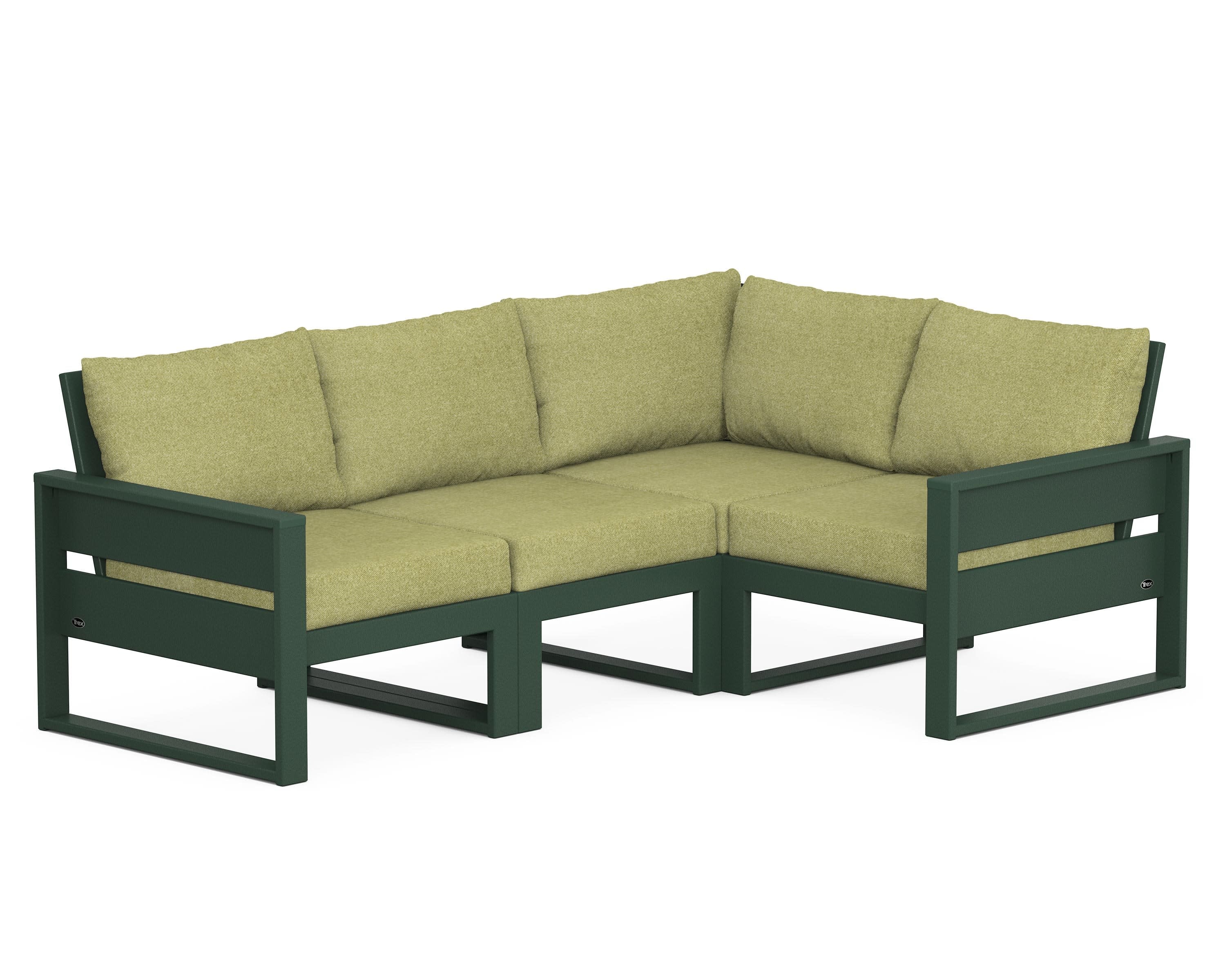 Eastport 4- Piece Sectional in Rainforest Canopy / Chartreuse Boucle
