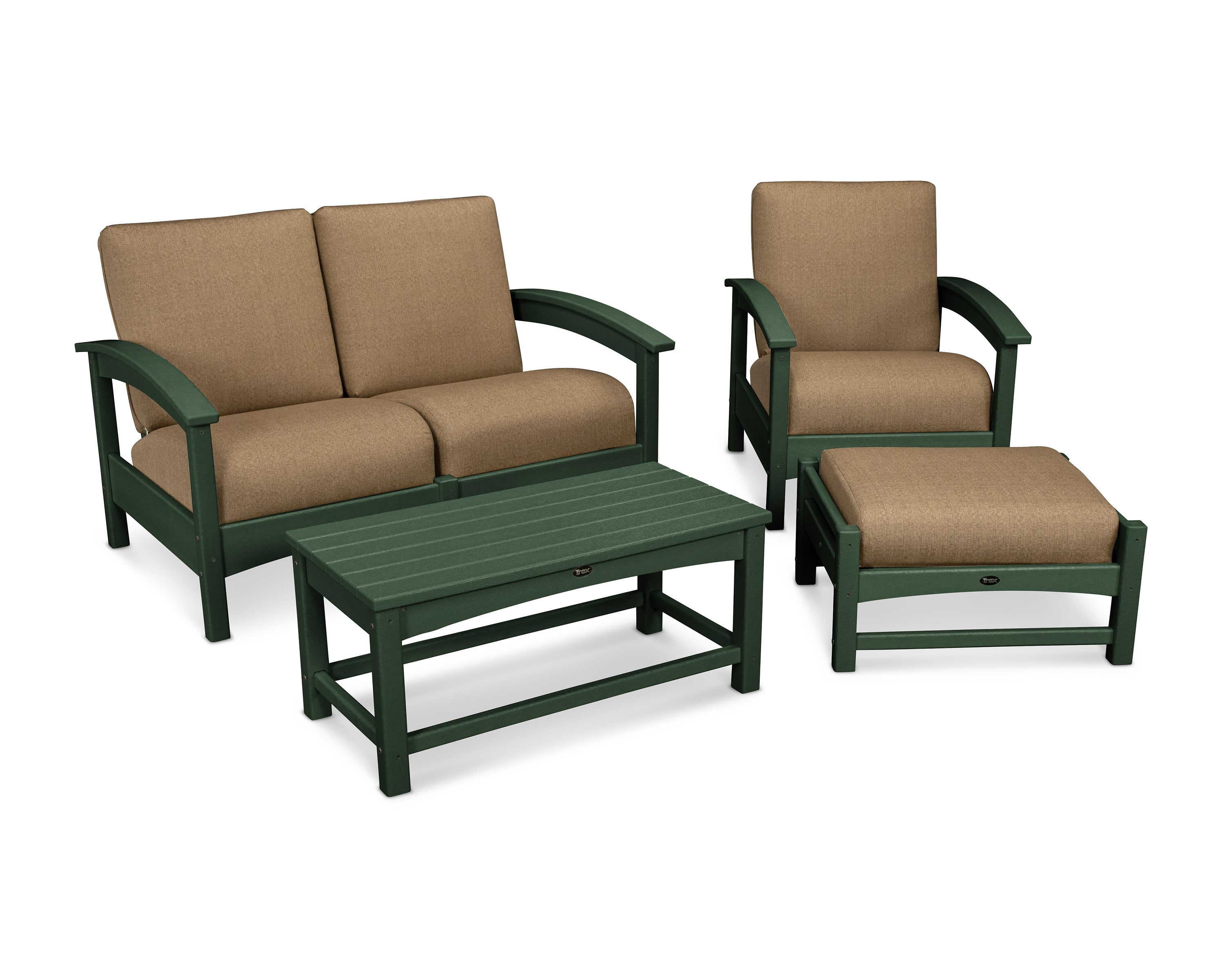 Rockport 4-Piece Deep Seating Conversation Group in Rainforest Canopy / Sesame