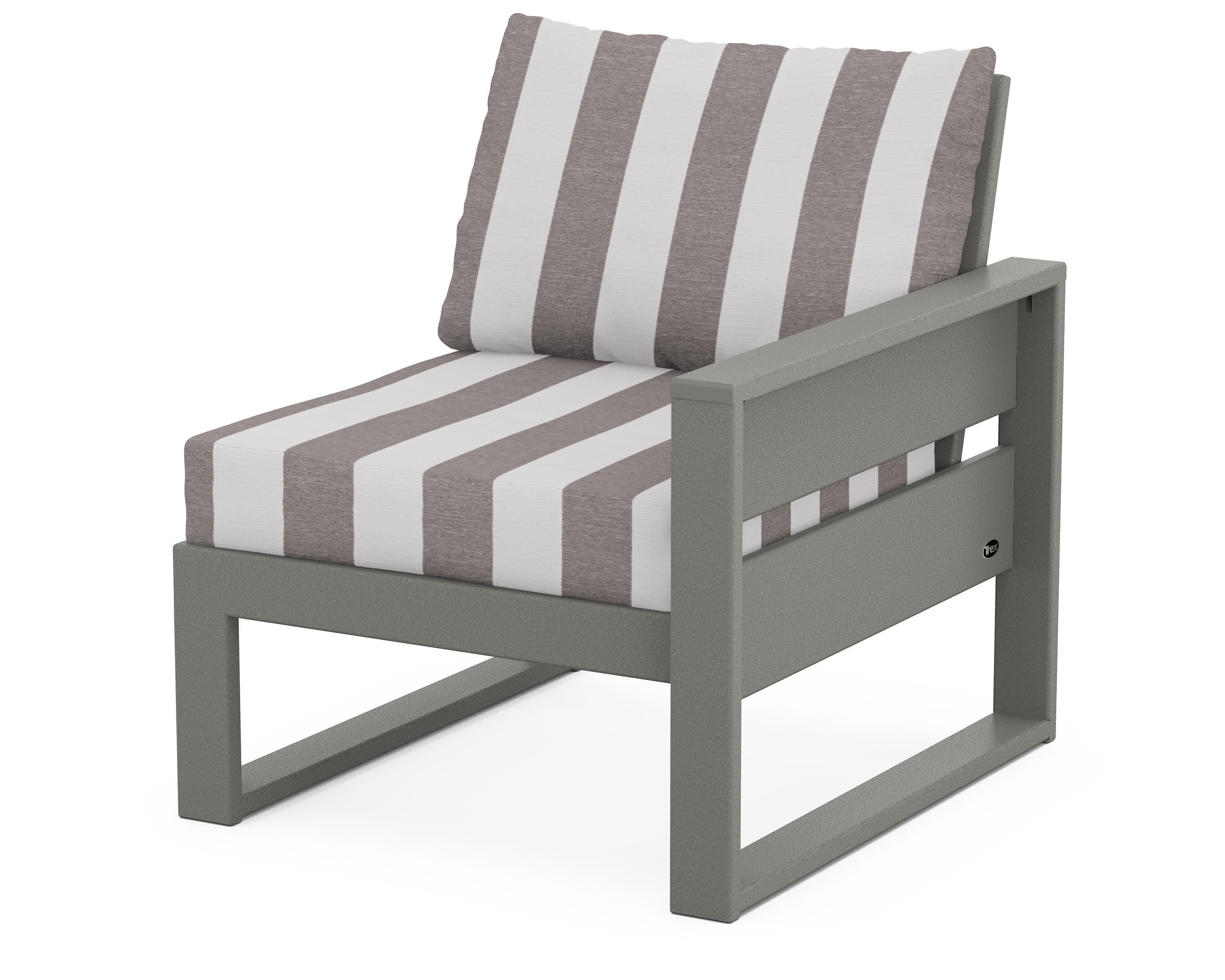 Eastport Modular Right Arm Chair in Stepping Stone / Cabana Stripe Grey Mist