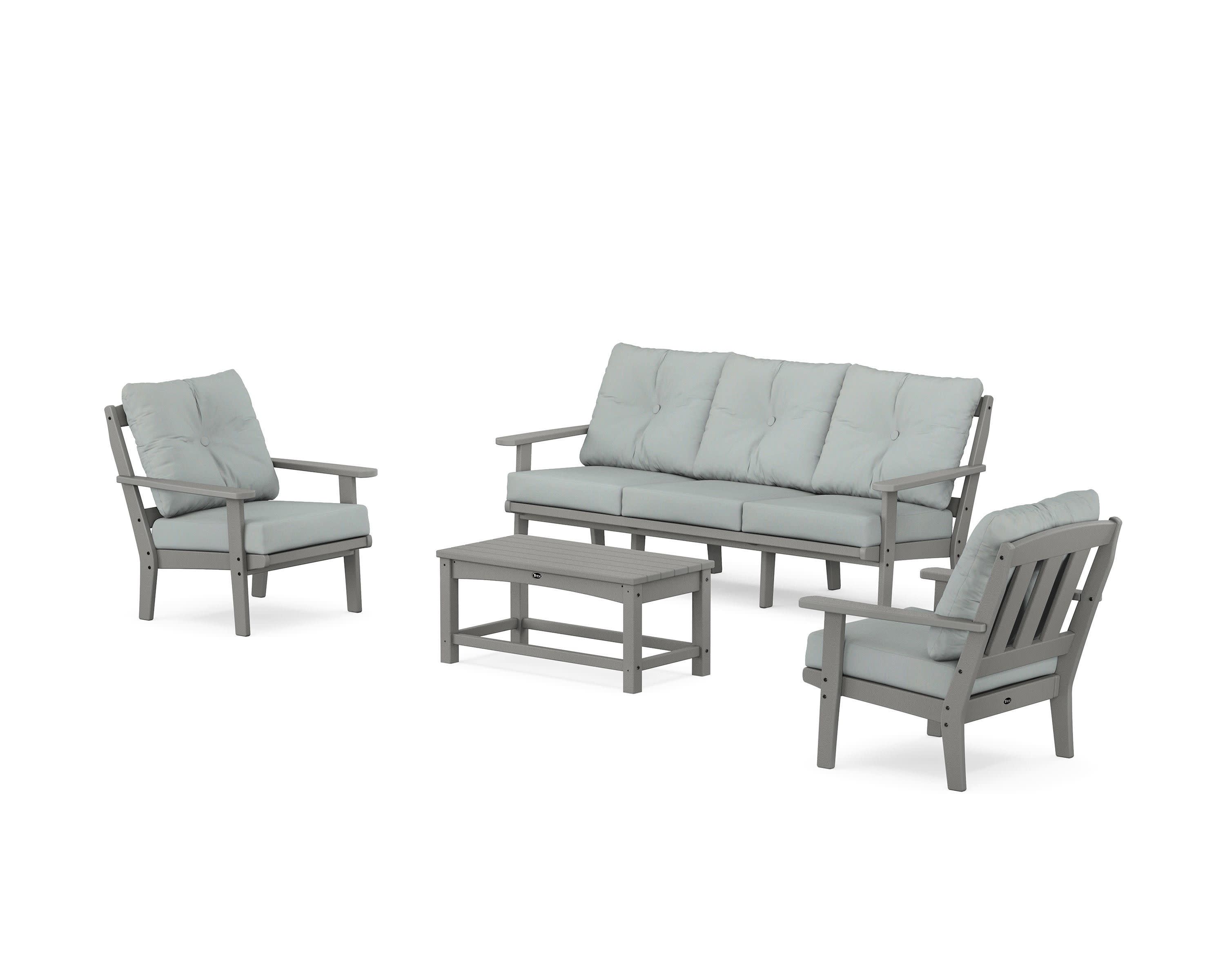 Cape Cod 4-Piece Deep Seating Set with Sofa in Stepping Stone / Spa