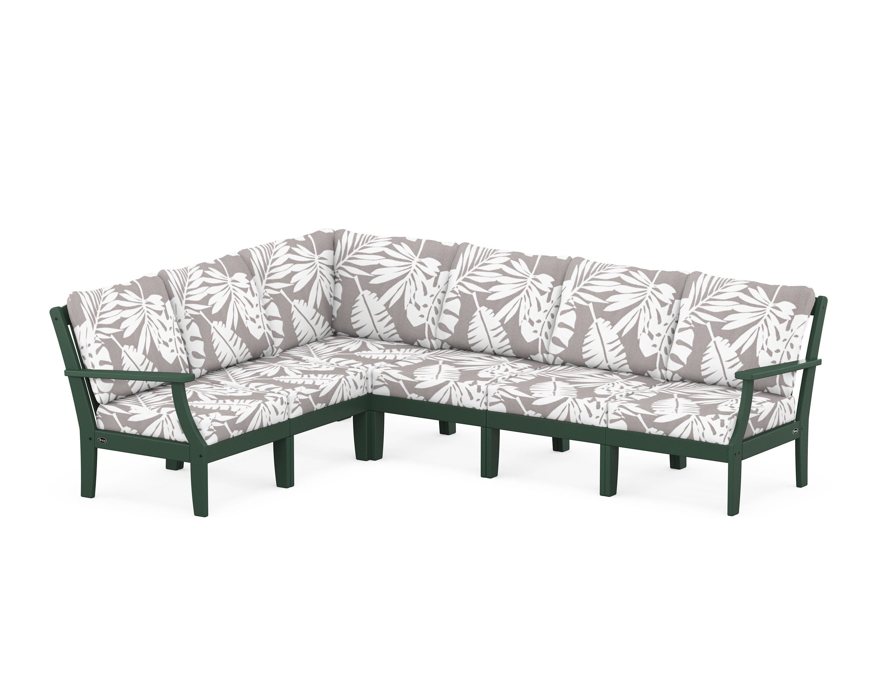 Yacht Club Modular 6-Piece Deep Seating Set in Rainforest Canopy / Leaf Grey Mist