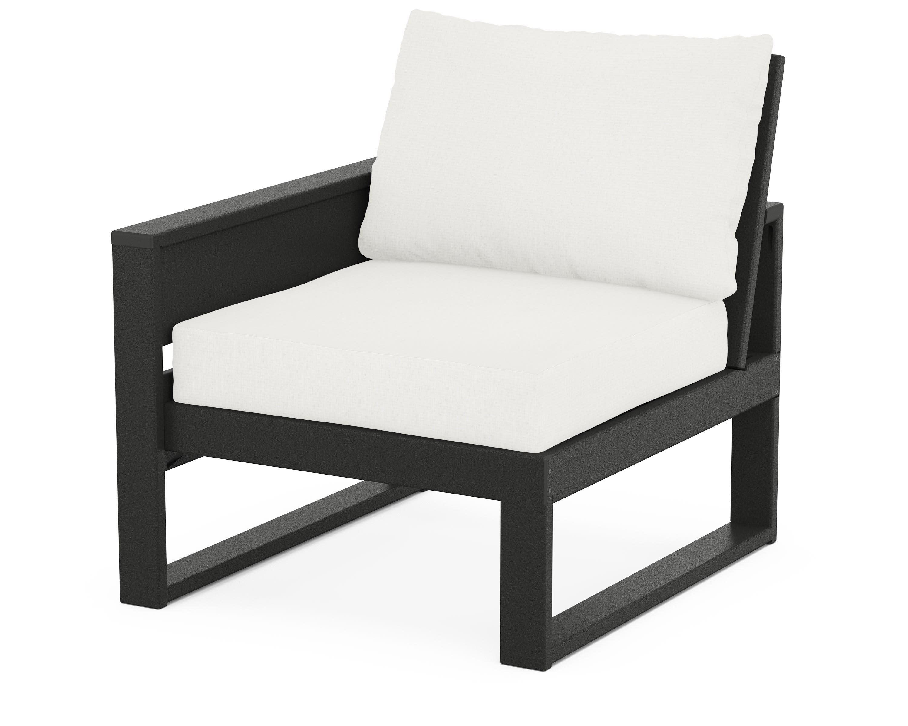 Eastport Modular Left Arm Chair in Charcoal Black / Natural Linen