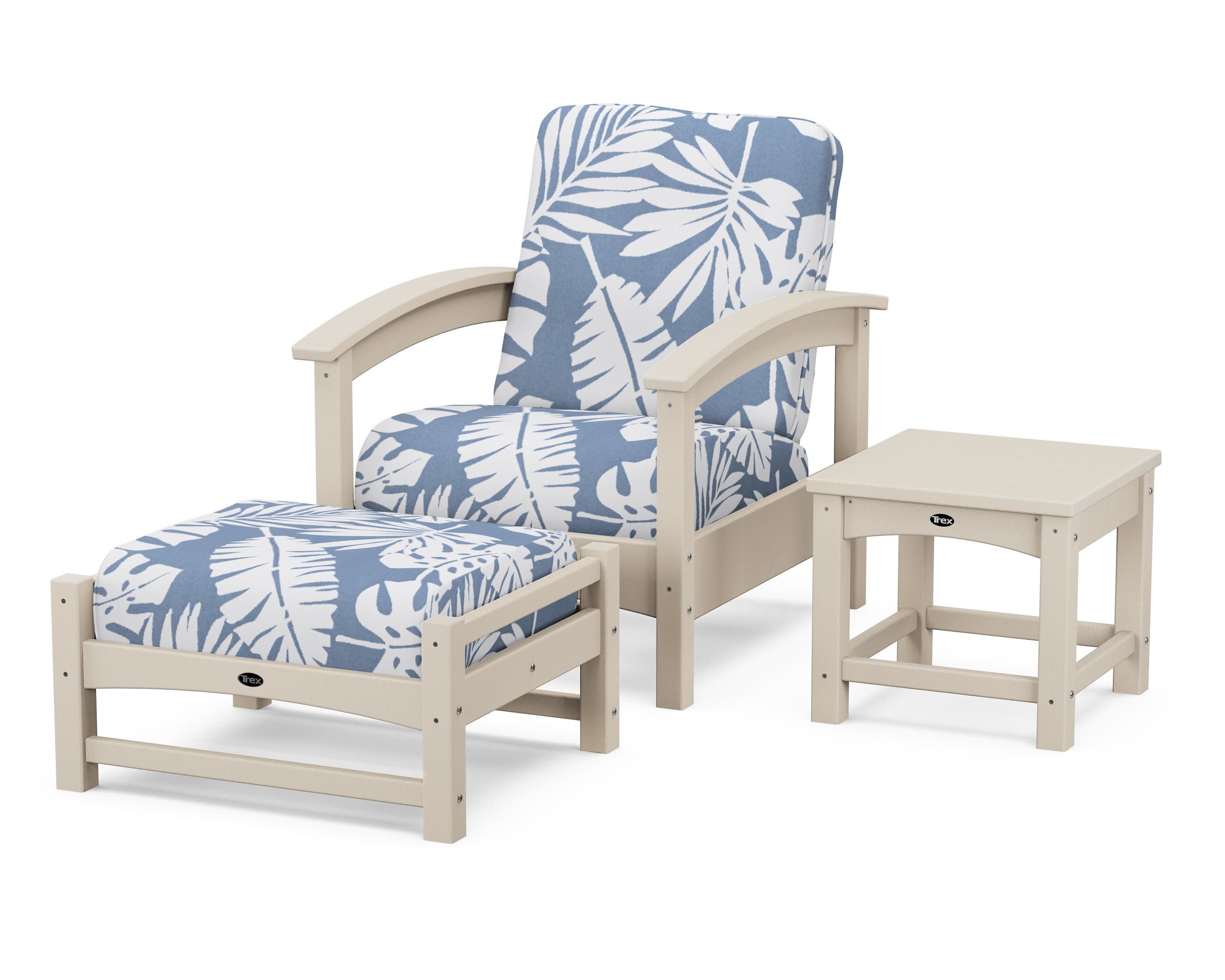 Rockport 3-Piece Deep Seating Set in Sand Castle / Leaf Sky Blue