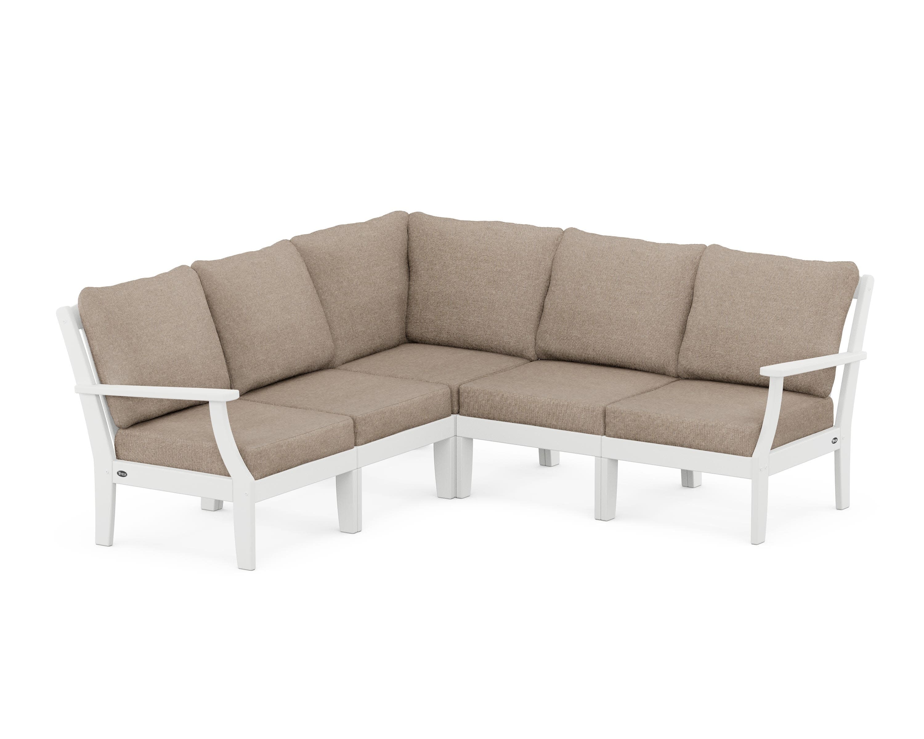 Yacht Club Modular 5-Piece Deep Seating Set in Classic White / Spiced Burlap