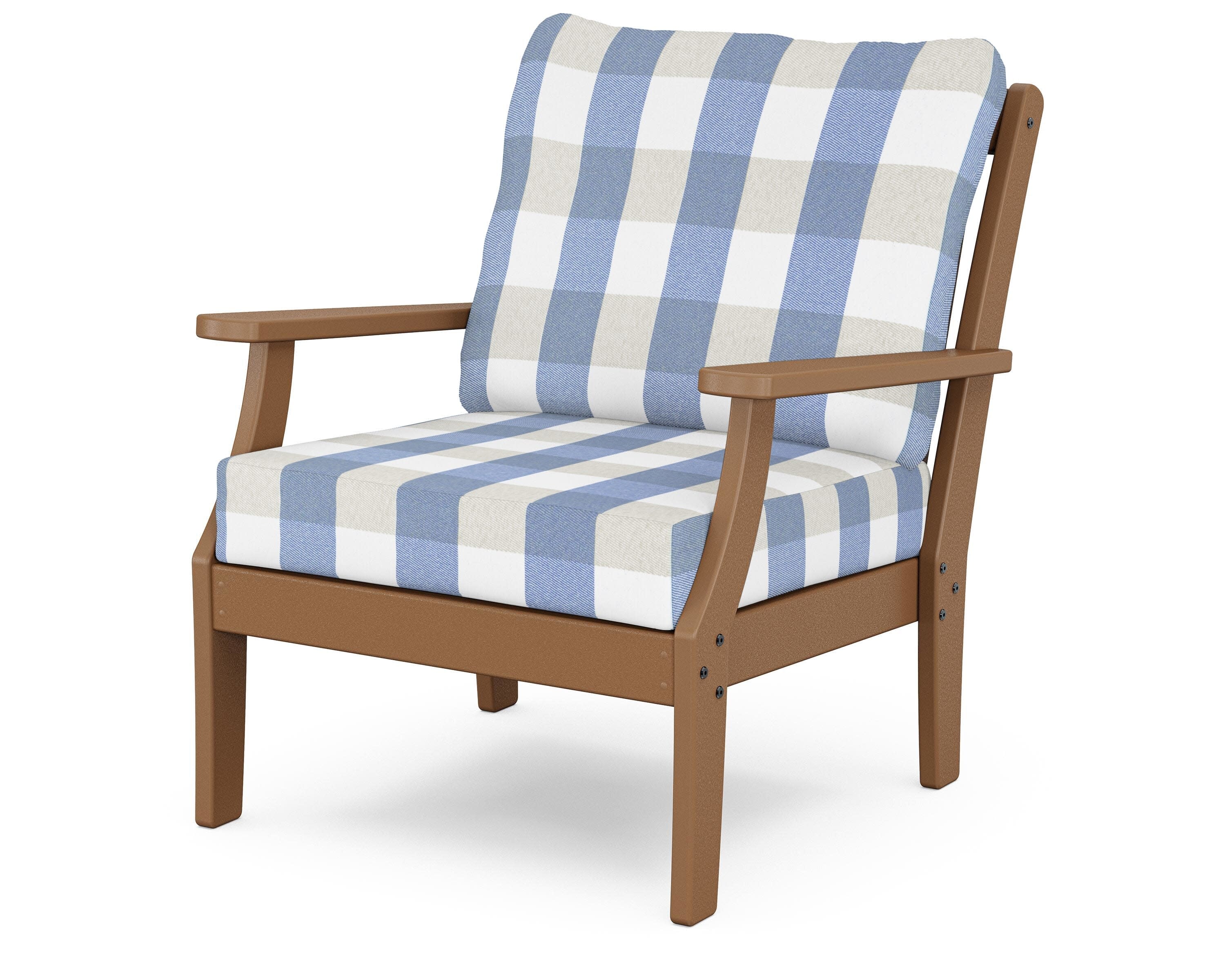 Yacht Club Deep Seating Chair in Tree House / Buffalo Plaid Sky Blue