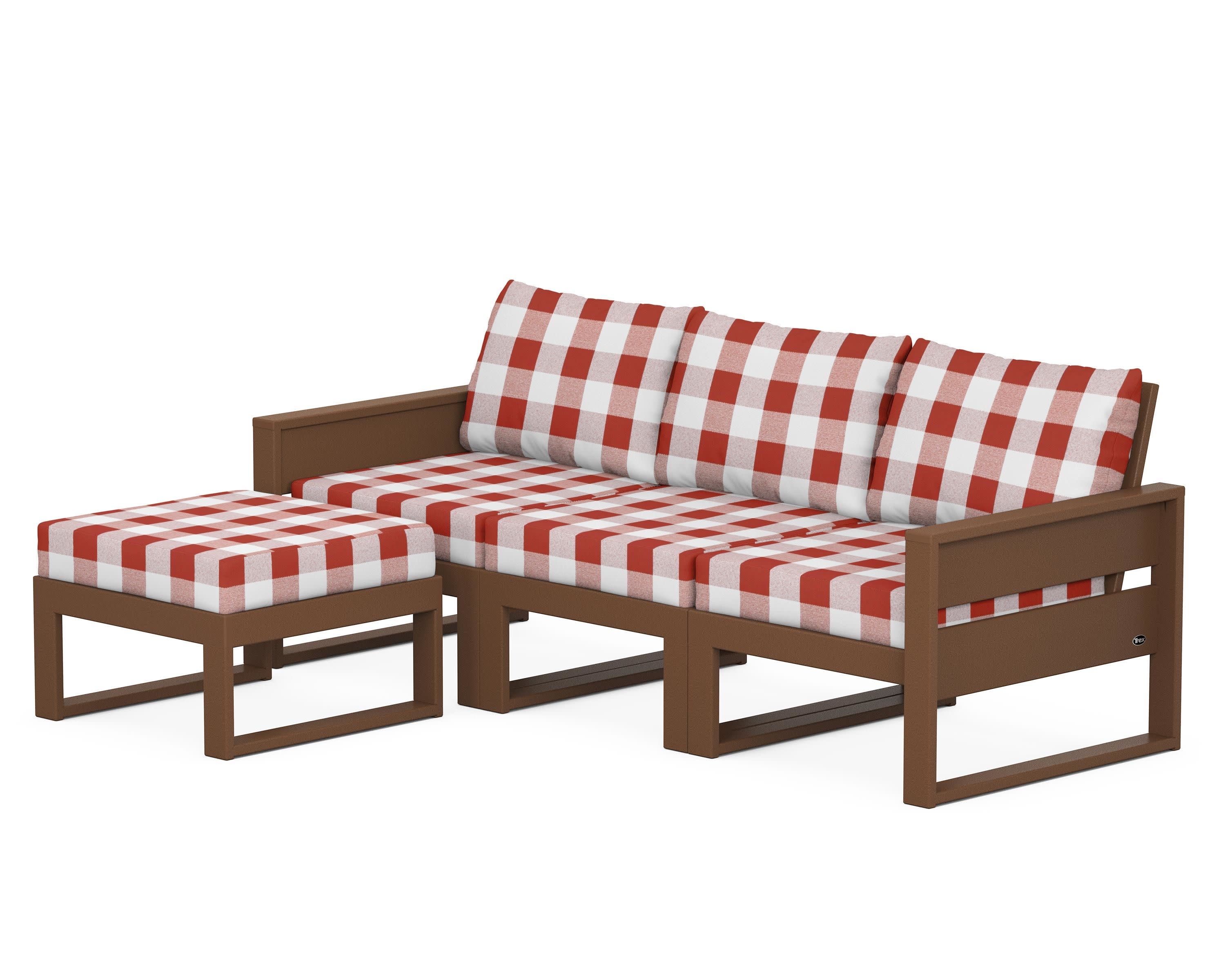 Eastport 4- Piece Sectional with Ottoman in Tree House / Buffalo Plaid Crimson