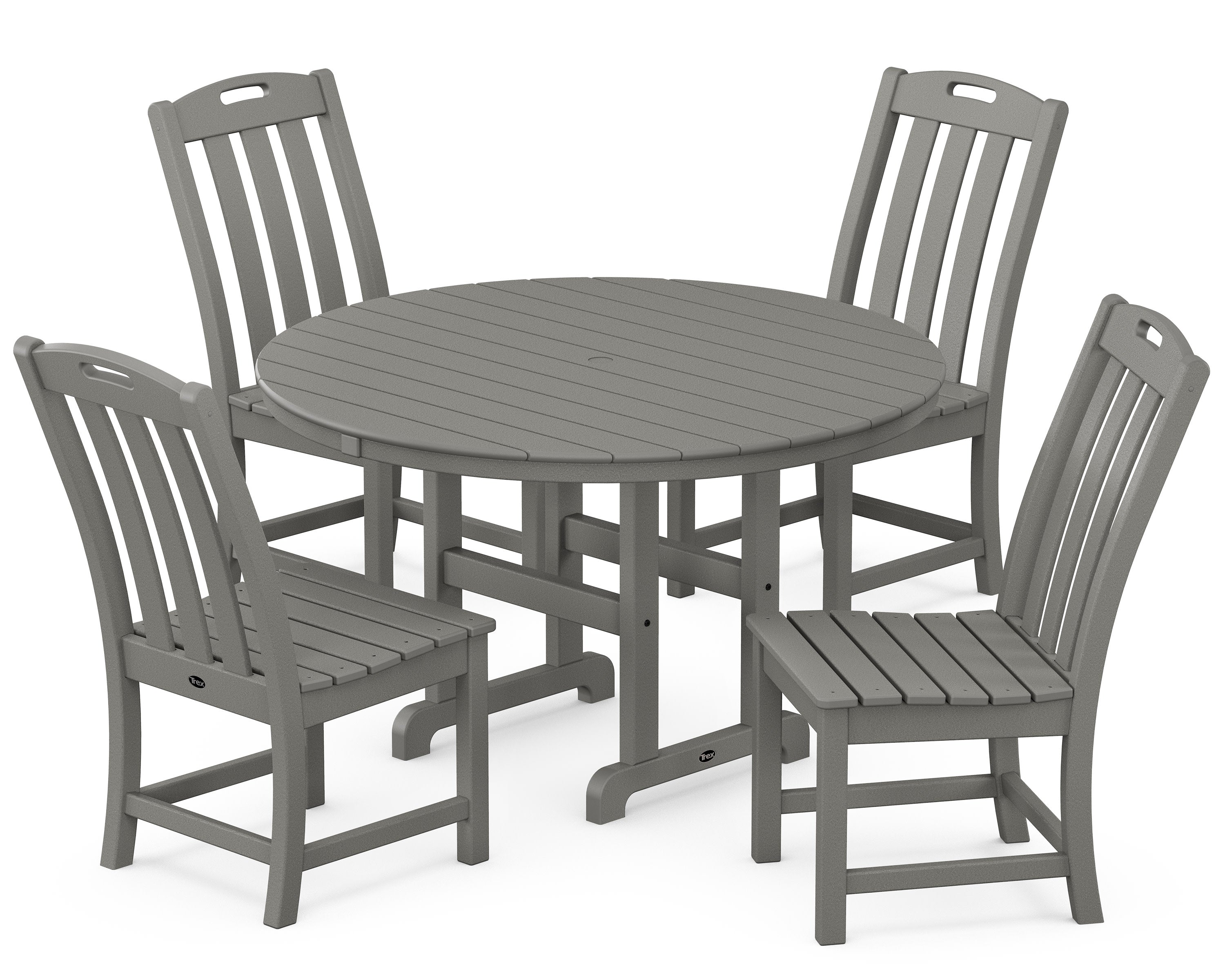 Yacht Club 5-Piece Round Side Chair Dining Set in Stepping Stone